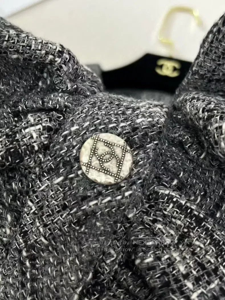 Chanel Chanel Grey tweed ruffle coat Size S / US 4 / IT 40 - 3 Thumbnail