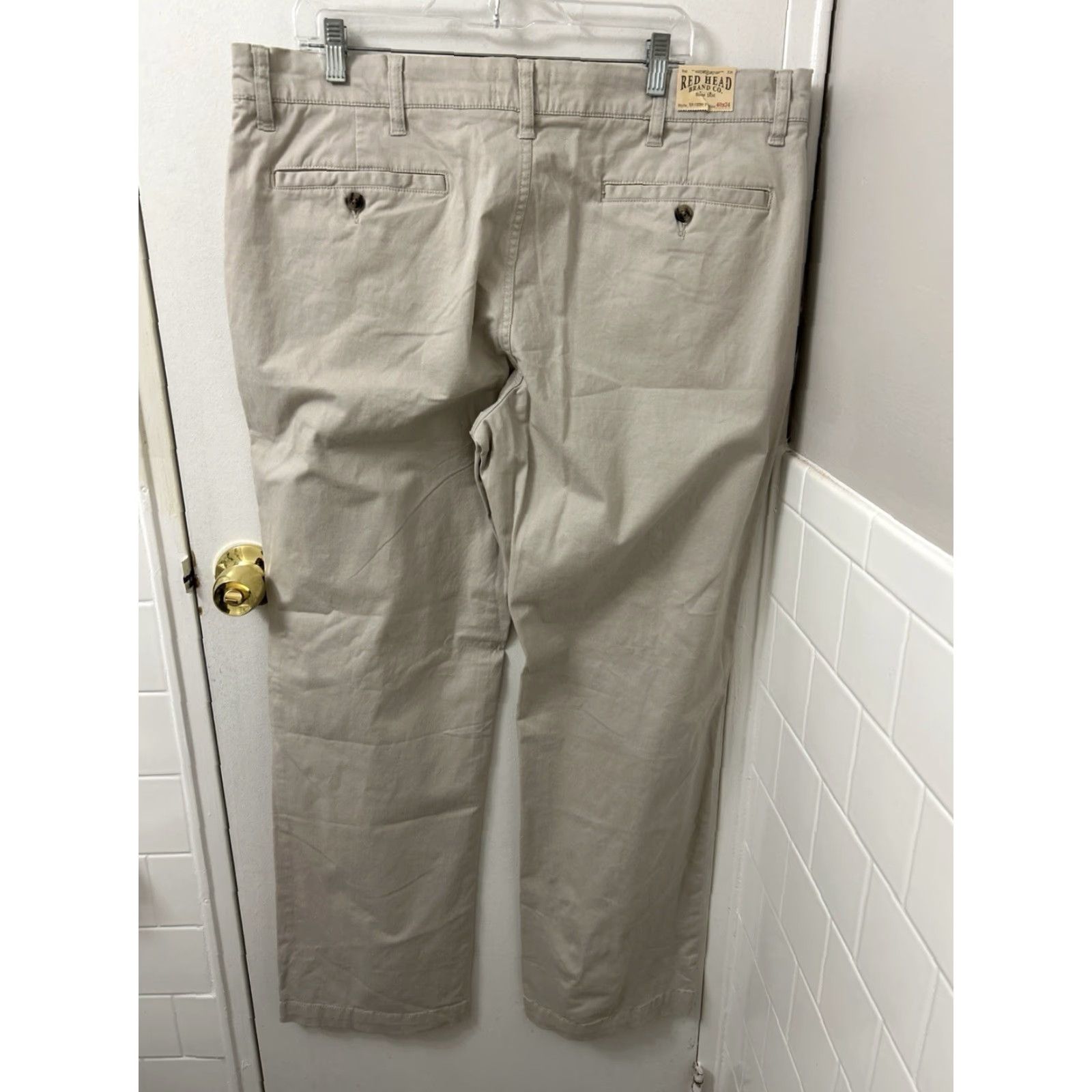 CO VINTAGE None RedHead Brand Co. Chino Pants Mens 40x34 Tan Khaki Straight Leg NWT Stretch Cotton Blend Leather? Size US 40 / EU 56 - 2 Thumbnail