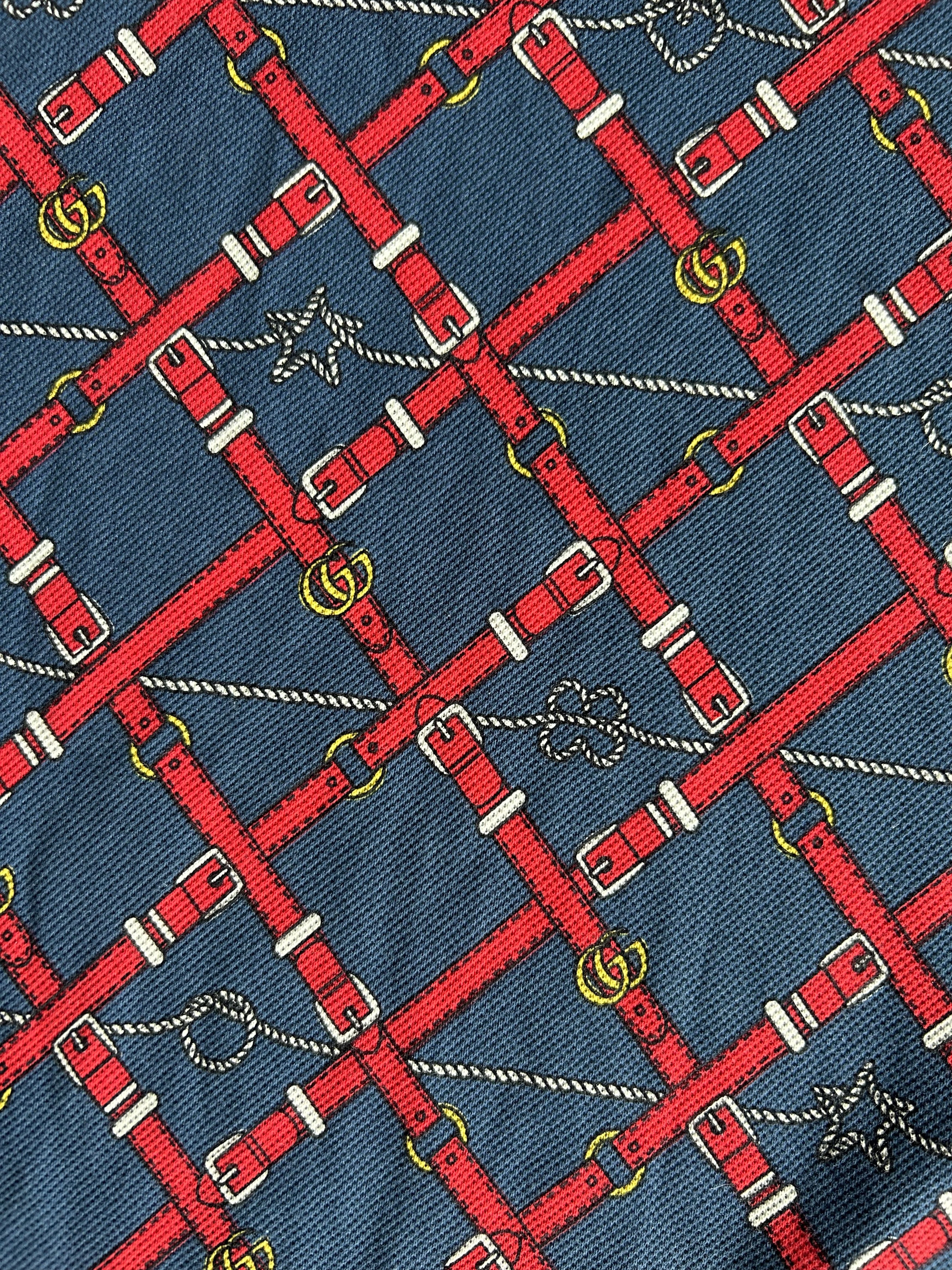 Gucci Gucci Navy & Red Belt Print Polo T-Shirt Size US M / EU 48-50 / 2 - 3 Thumbnail