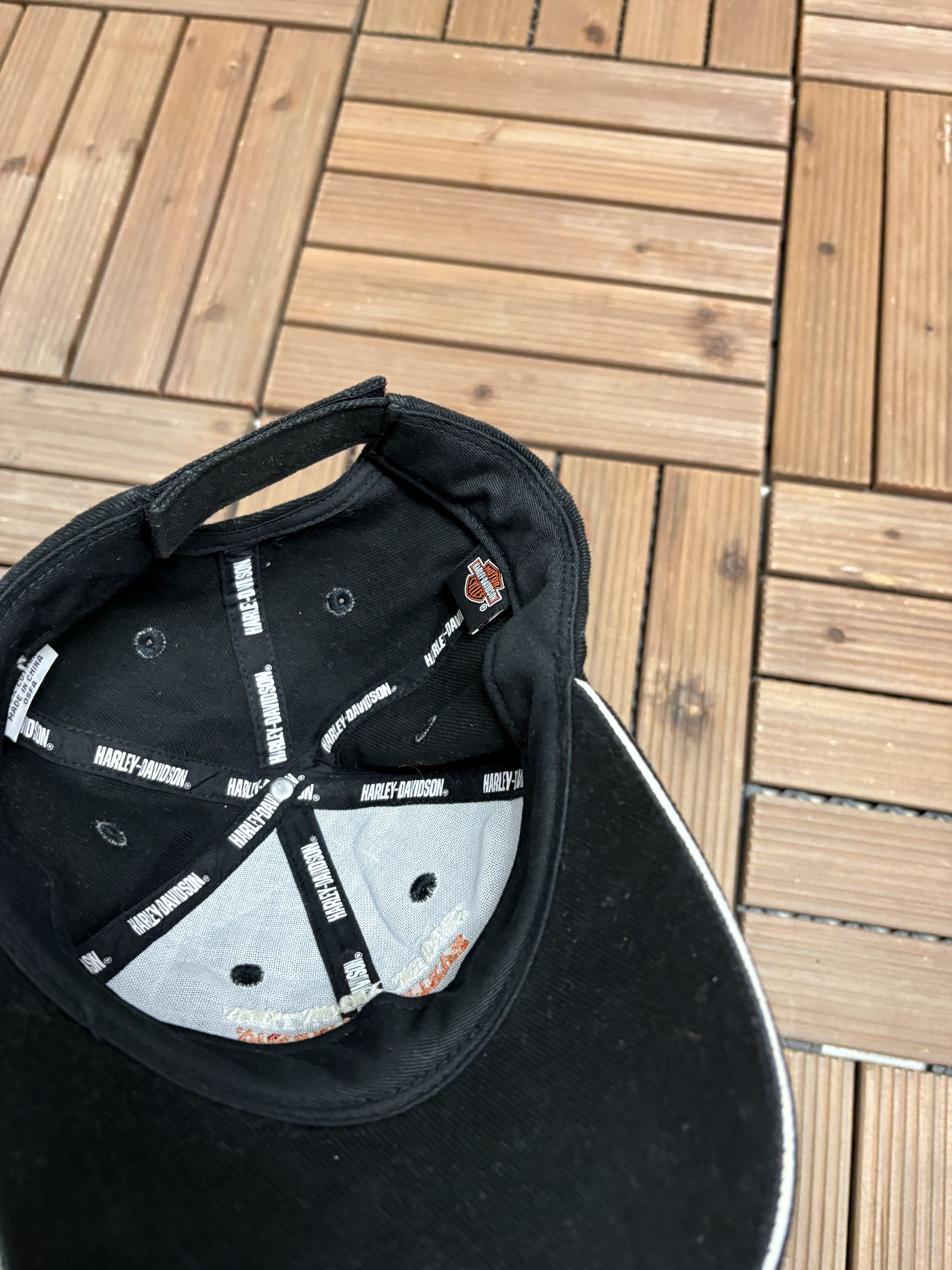 Vintage Smoky Mountains Harley Davidson Vintage Strap Black Hat Cap Size ONE SIZE - 6 Thumbnail
