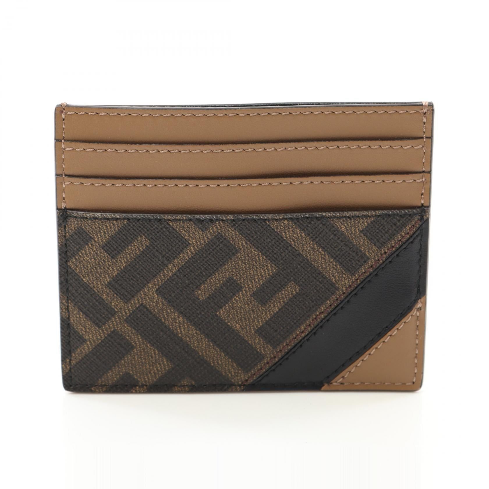 Fendi Fendi Zucca Card Case Coated Canvas Leather Brown Black Size ONE SIZE - 1 Thumbnail
