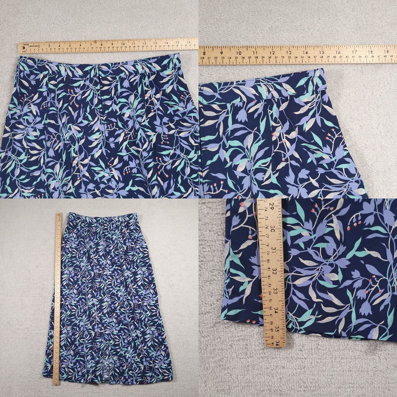Vintage Sag Harbor Skirt Womens Small Blue Floral Back Zipper Elastic Stretch Long Conversation Size 28" / US 6 / IT 42 - 8 Thumbnail