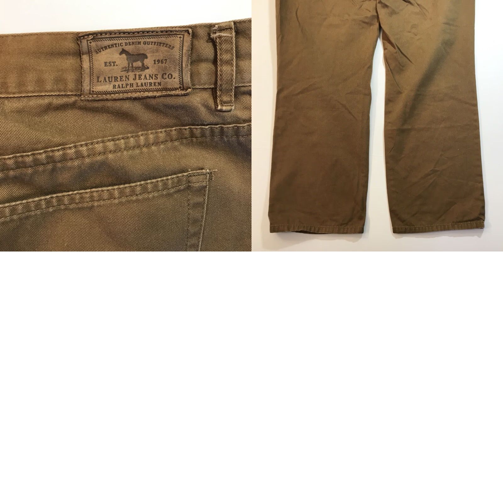 Ralph Lauren VINTAGE Ralph Lauren Jeans Chino Pants Women's Straight Leg 16 Khaki Brown Twill RRL Logo 32" Inseam - Casual Workwear Climate: Classic Designer Women Size 34" / US 12 / IT 48 - 8 Thumbnail