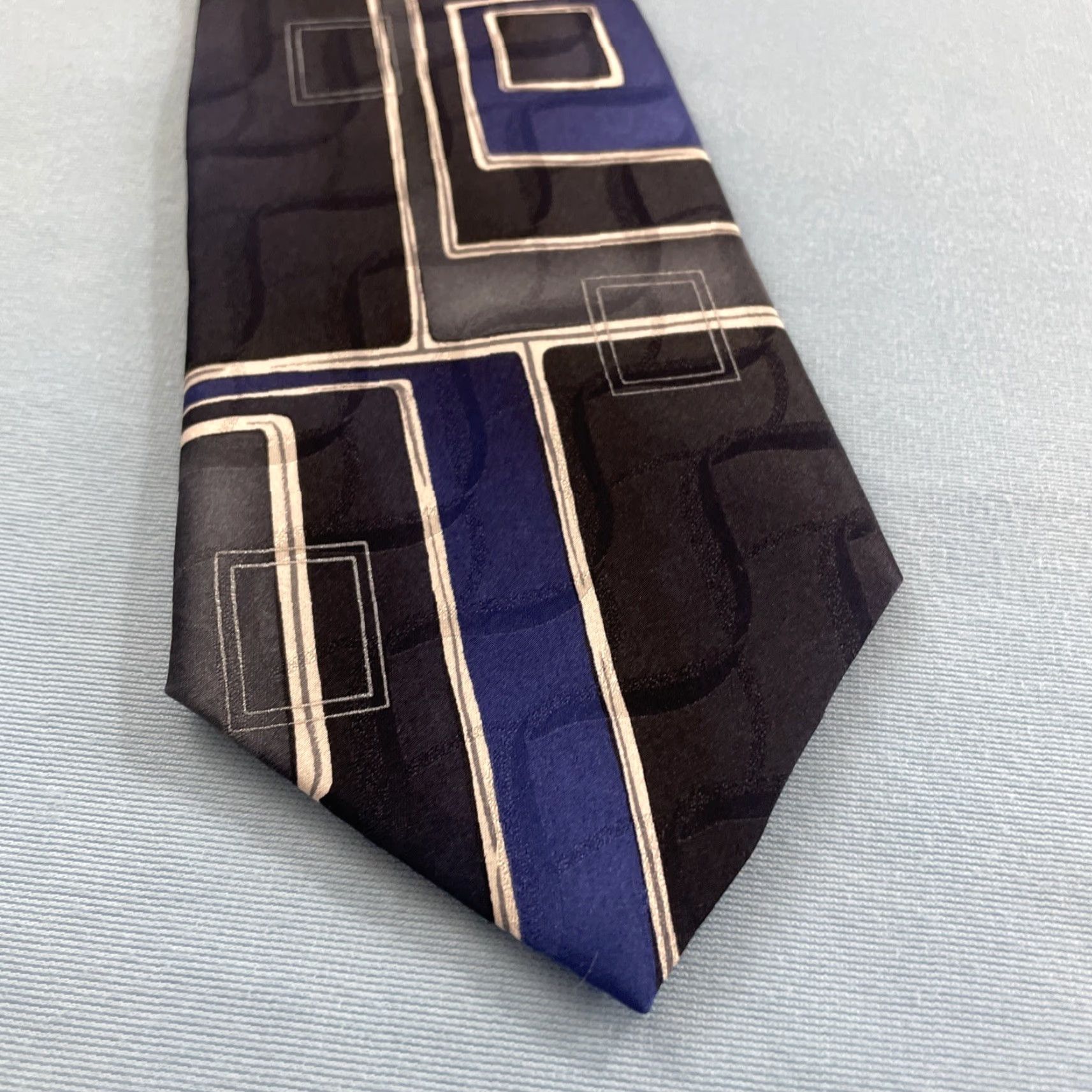 Arrow VINTAGE Arrow Blue Silk Tie Geometric Abstract Retro Mobster 90s Western 58 One Size Men Size ONE SIZE - 6 Thumbnail
