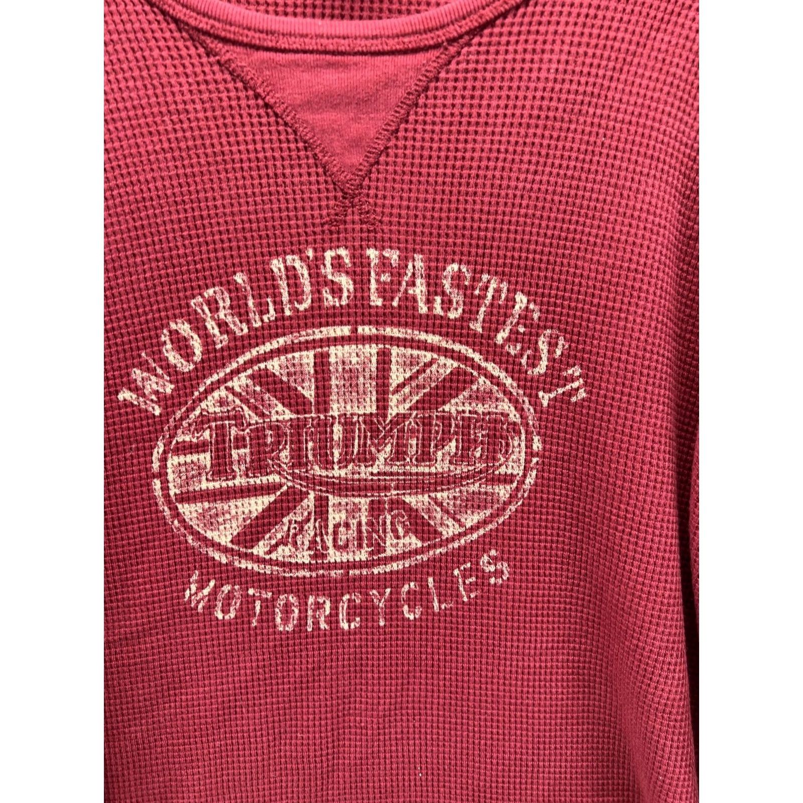 Lucky Brand Lucky Brand Shirt Mens 2XL Red Thermal Triumph Motorcycles Long Sleeve Tee Size US XXL / EU 58 / 5 - 7 Thumbnail