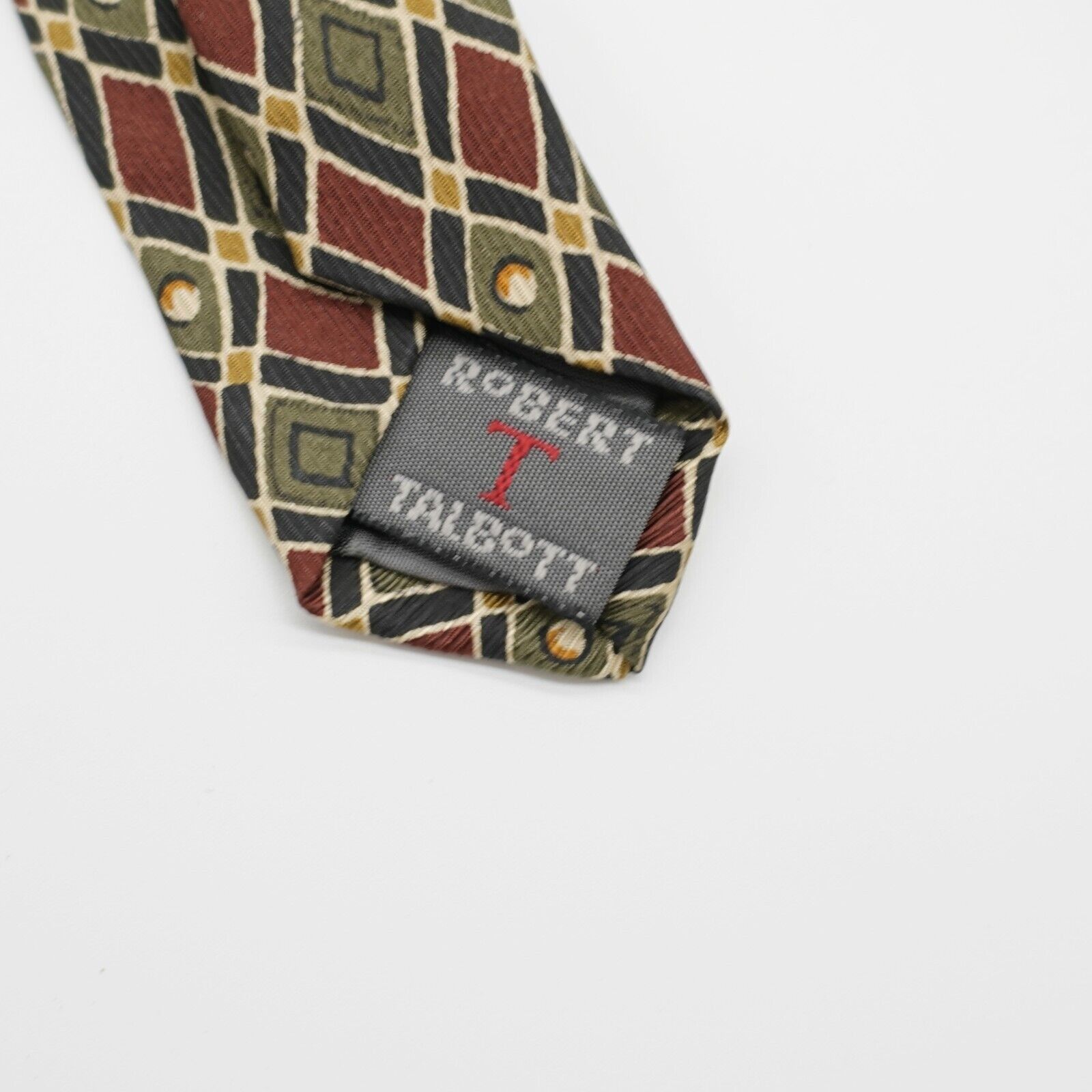 Robert Talbott Robert Talbott Reddish Brown Green Geometric Print Wide Silk Size ONE SIZE - 4 Thumbnail