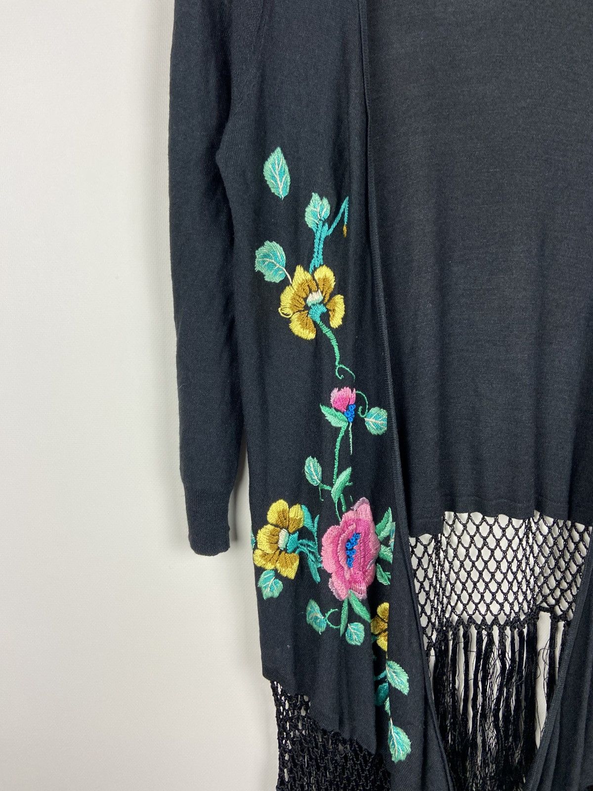 Designer × Kenzo Vintage Kenzo Jeans Silk Knit Fringe Wrap Cardigan Size M / US 6-8 / IT 42-44 - 5 Thumbnail