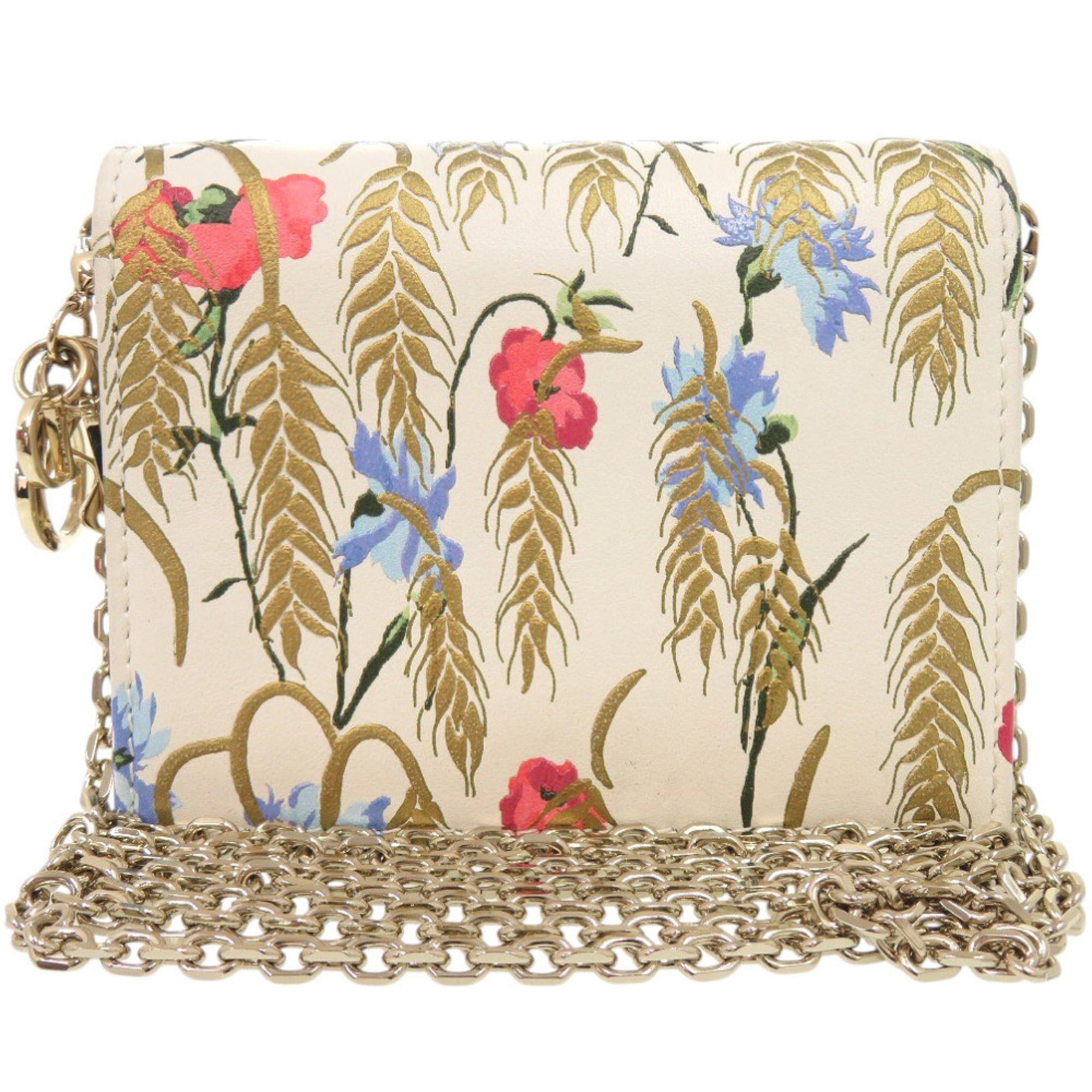 Dior Excellent condition Christian Dior card holder, floral print leather, ivory shoulder bag 0125 Size ONE SIZE - 1 Thumbnail