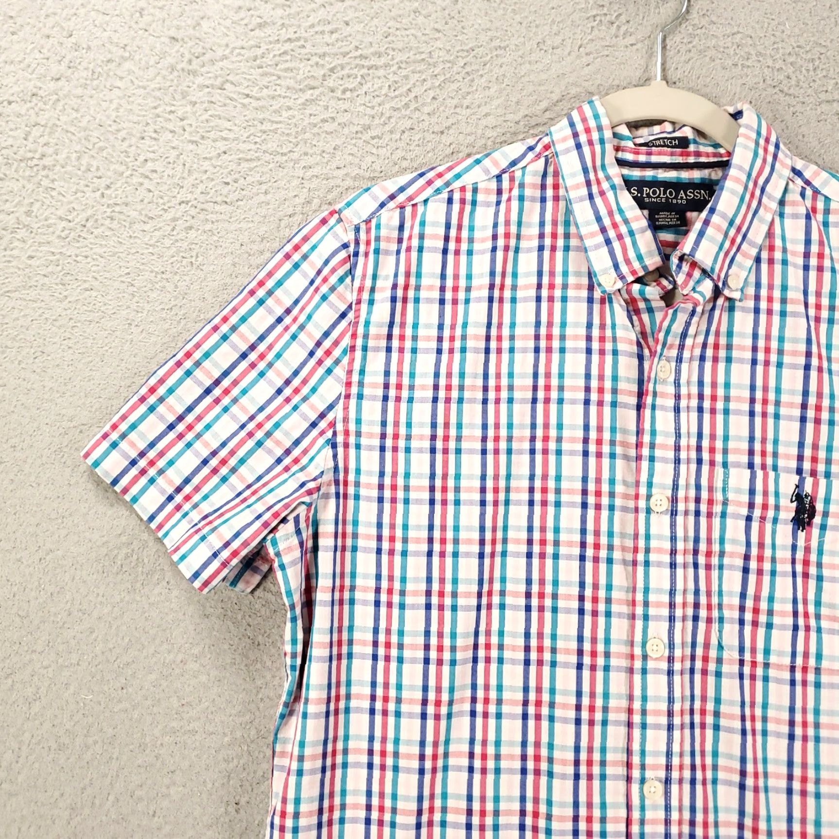 Vintage US Polo Assn Shirt Mens Small Red Blue White Plaid Button Up Stretch Size US S / EU 44-46 / 1 - 6 Thumbnail