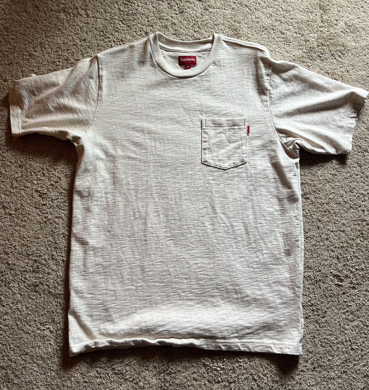 Supreme Supreme S/S Pocket Tee Heather Pale Yellow Size US M / EU 48-50 / 2 - 1 Thumbnail