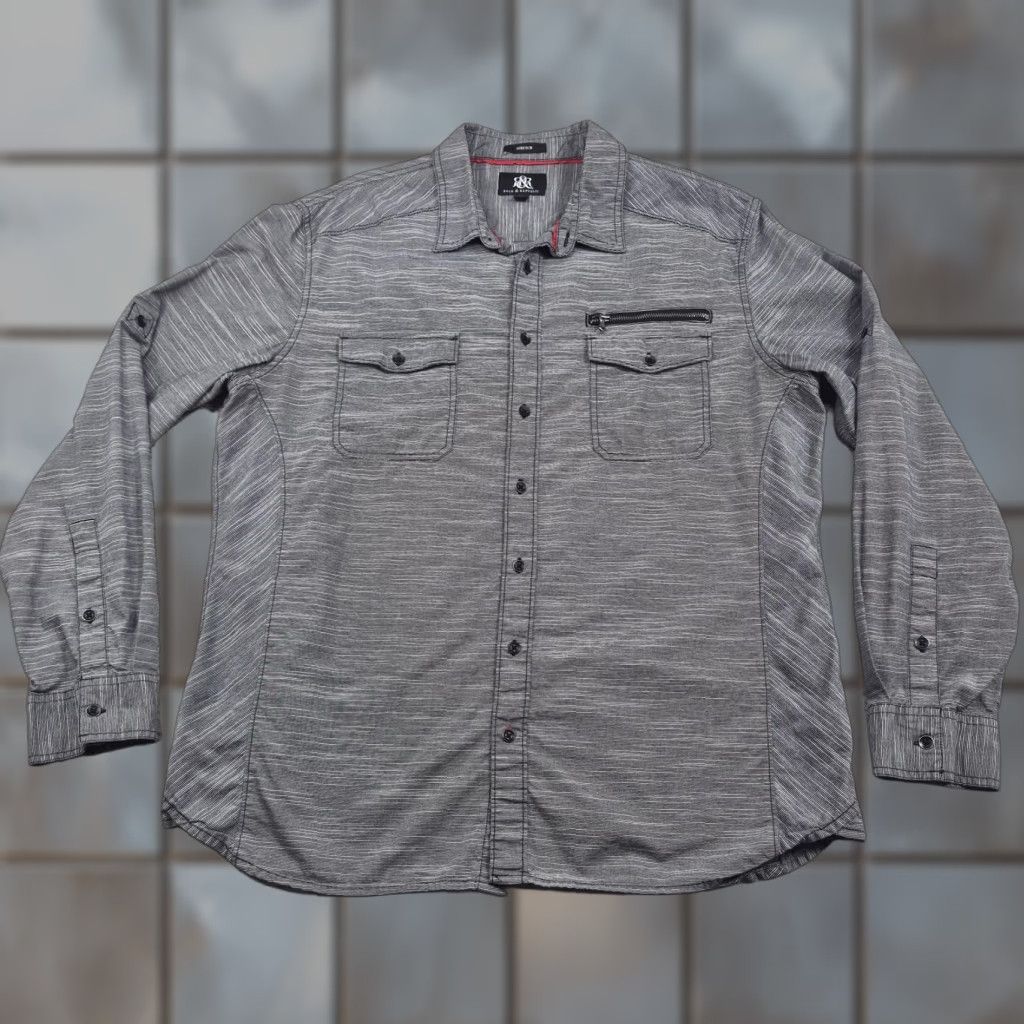 Vintage Rock & Republic Button Up Shirt Mens XL Gray Stretch Long Sleeve Casual Shirt Size US XL / EU 56 / 4 - 1 Thumbnail