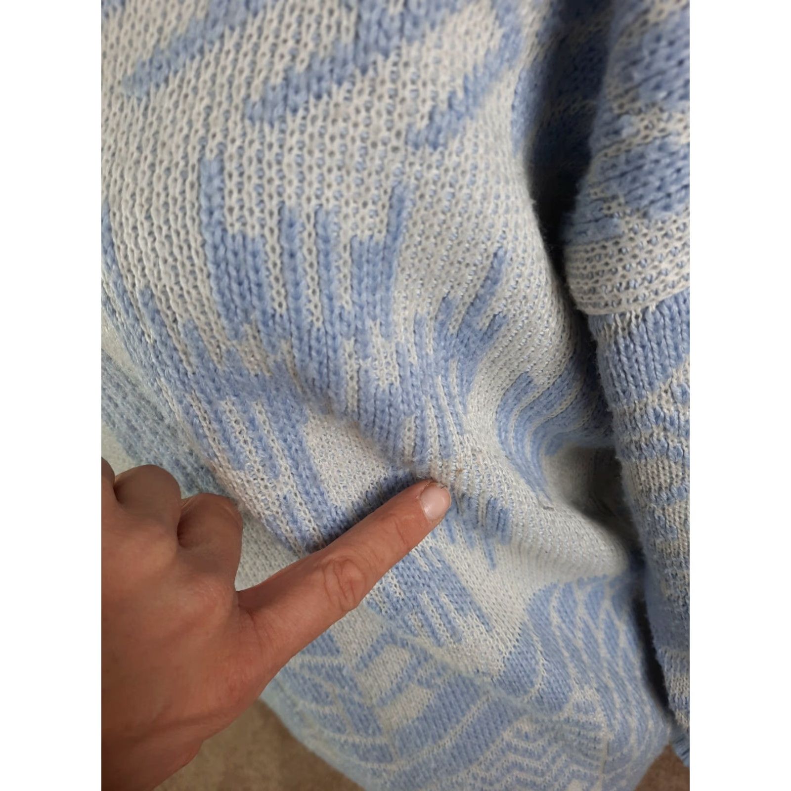 Vintage VINTAGE Profile 80's Ugly Christmas Sweater Medium Blue Wool Cowl Neck Women Size M / US 6-8 / IT 42-44 - 4 Thumbnail