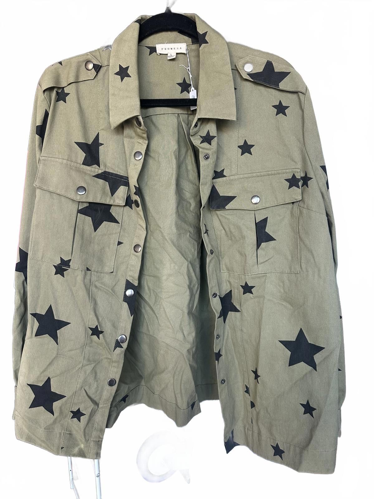 Designer Promesa Chic Star Print Utility Jacket Size L / US 10 / IT 46 - 1 Preview