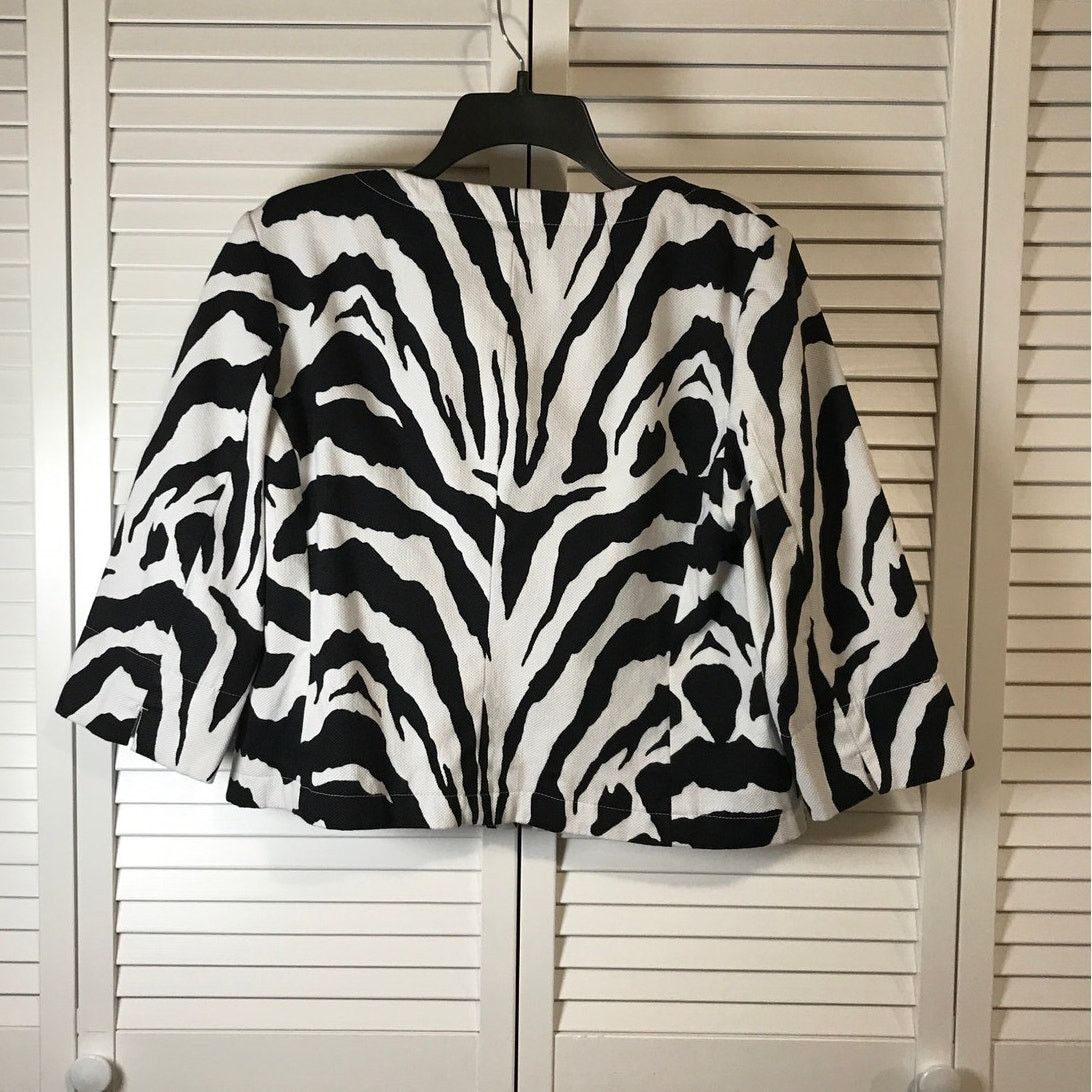 Other East 5th Avenue Black Zebra Print V-neck ¾ Sleeve Jacket L Size L / US 10 / IT 46 - 2 Thumbnail