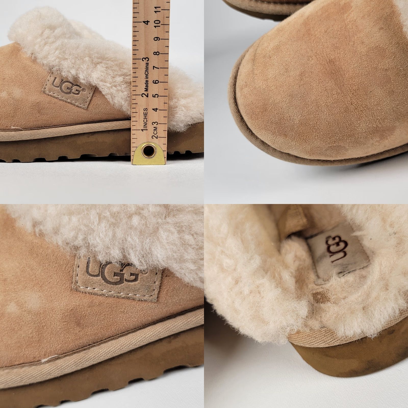 Ugg UGG Disquette Slipper Women 8 US 39 EU Sand Fur Trim Cushioned Lined Suede Platform Winter Size ONE SIZE - 8 Thumbnail