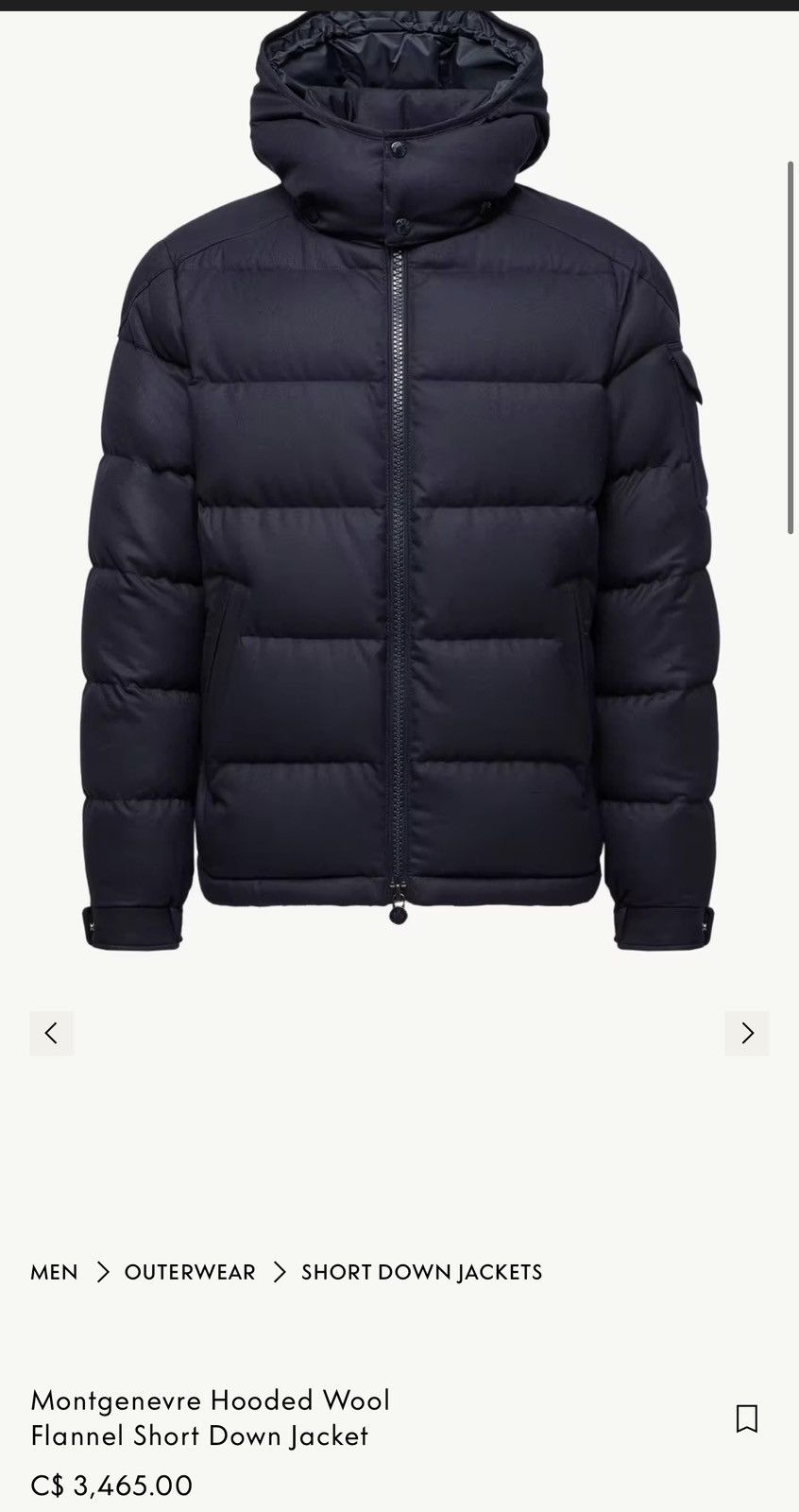 Moncler Montgenevre Hooded Wool Flannel Short Down Jacket Navy Size US XL / EU 56 / 4 - 15 Thumbnail