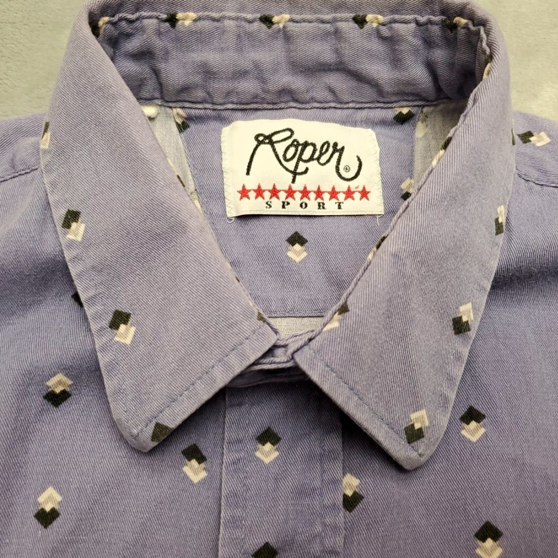 Roper VINTAGE Roper Sport Shirt Mens XL Blue Geometric Long Sleeve Pearl Snap Western Shirt Cortal Size US XL / EU 56 / 4 - 3 Thumbnail