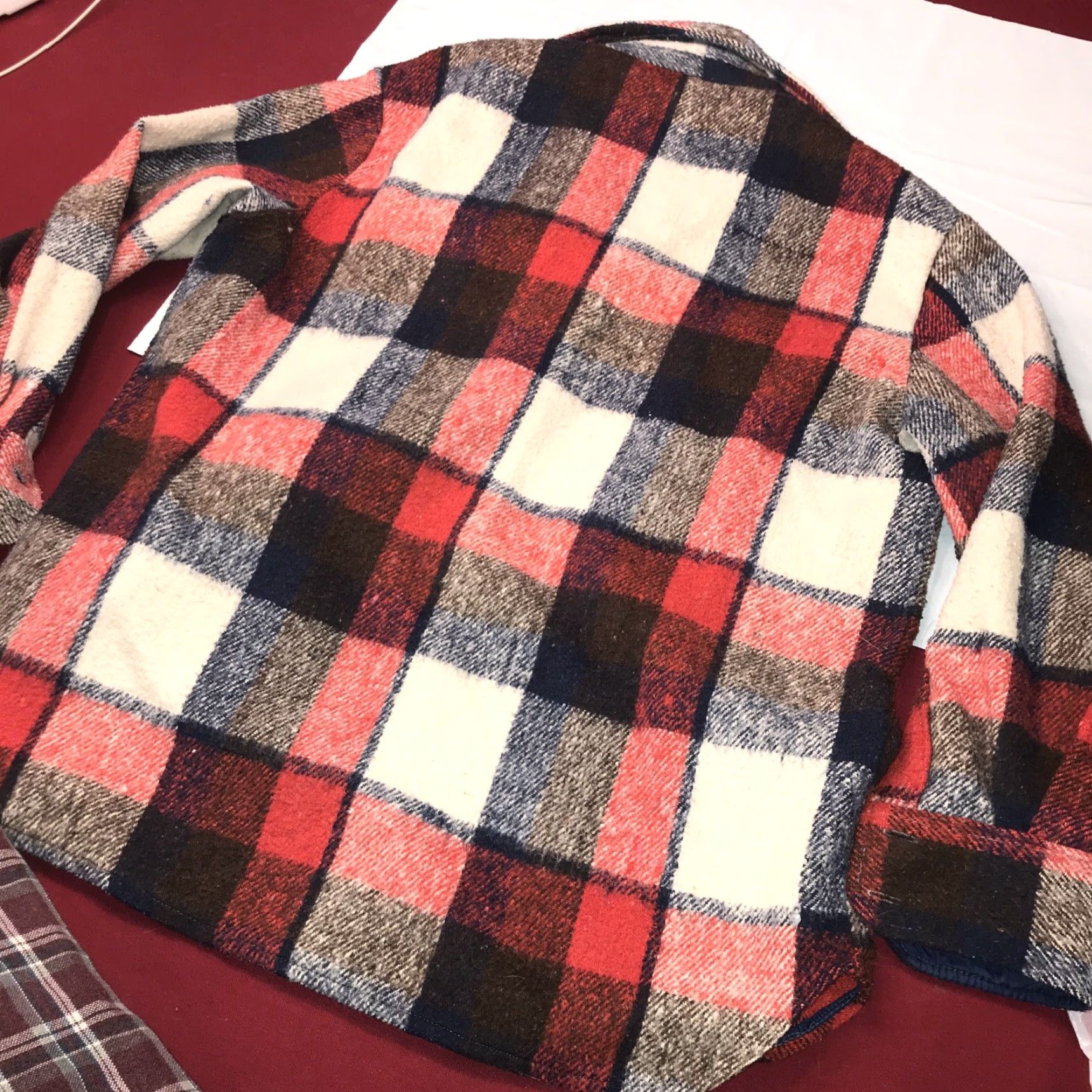 Vintage VINTAGE Montgomery Ward CPO Shirt Jacket Wool Linen Plaid Wool Blend 1970s Medium Mens Red Blue Size US M / EU 48-50 / 2 - 7 Thumbnail