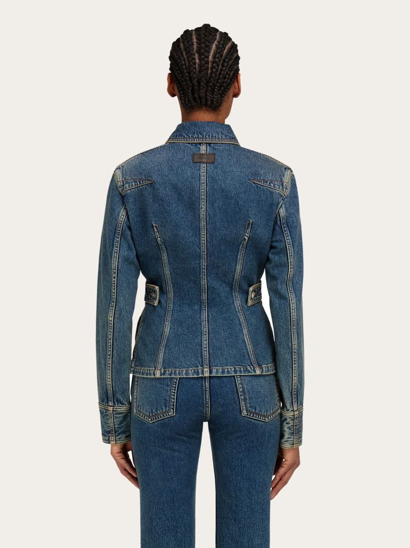 Salvatore Ferragamo o1s1rm0526 Denim Jacket in Blue Size L / US 10 / IT 46 - 3 Thumbnail