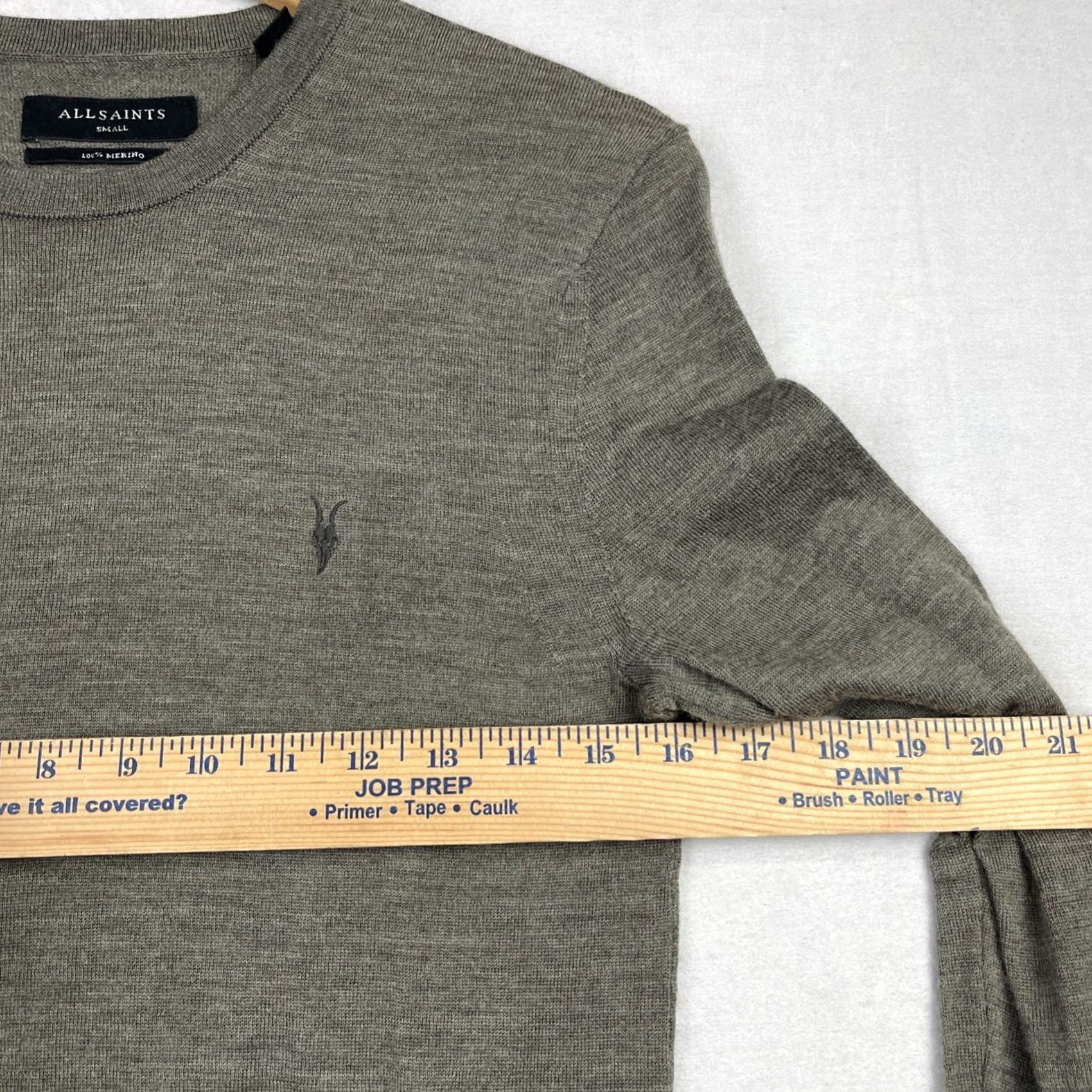 Allsaints All Saints Sweater Mens Small Mode Merino Wool Knit Jumper Crew Neck Ramskull Size US S / EU 44-46 / 1 - 7 Thumbnail