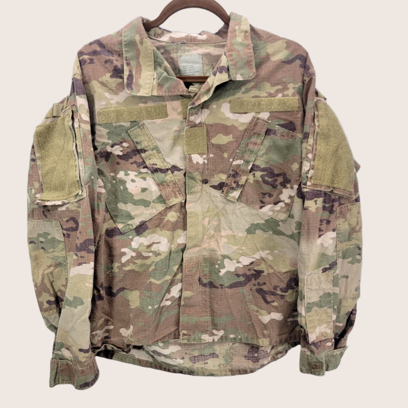 Vintage US Army Camouflage Button-Up Shirt Perimeter Insect Guard Men's M Short Sleeve Long Sleeve Breathable Pockets Green Army Size US M / EU 48-50 / 2 - 1 Thumbnail
