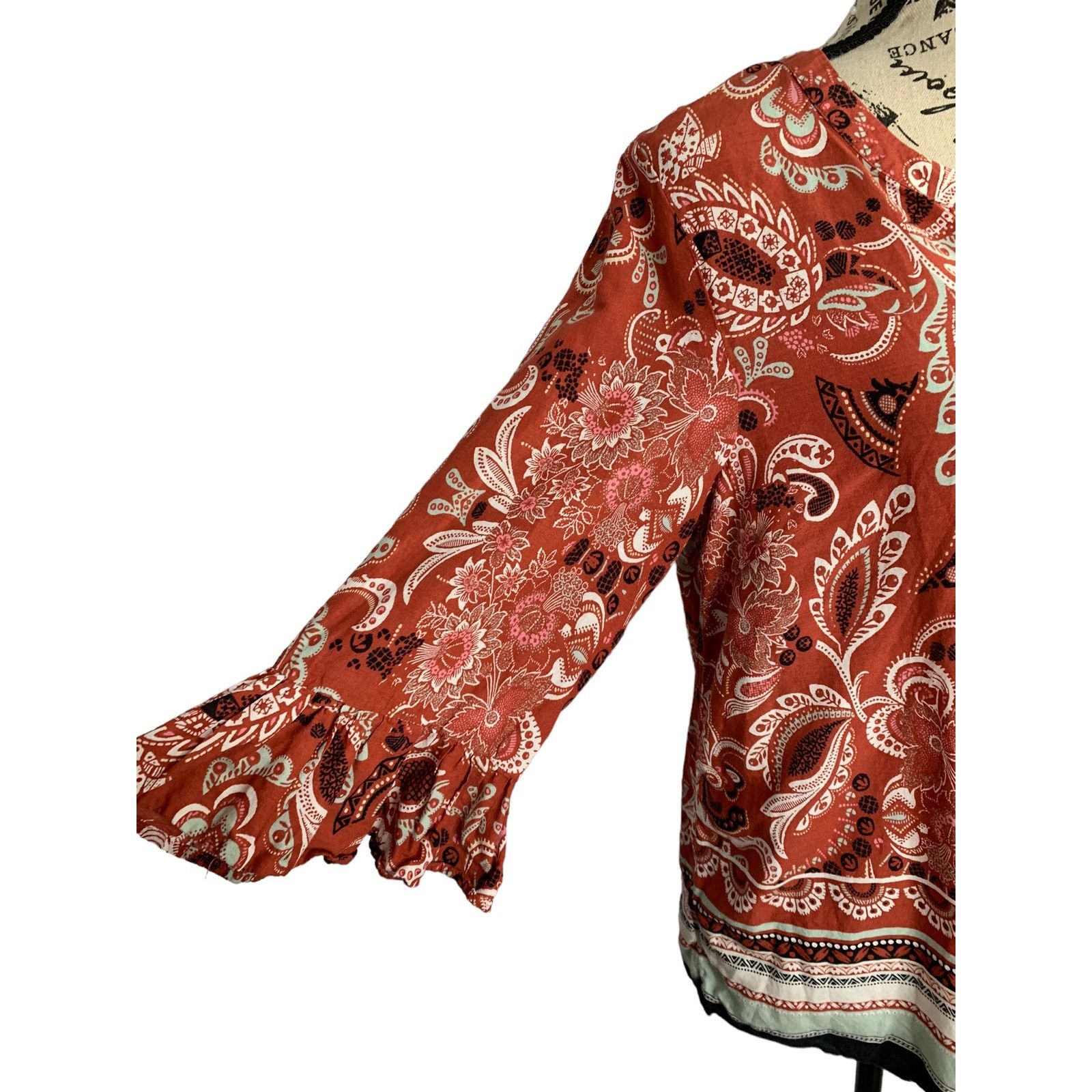 Ann Taylor Ann Taylor Factory Boho Top Cotton Blend Bell Sleeve women M Size M / US 6-8 / IT 42-44 - 5 Thumbnail