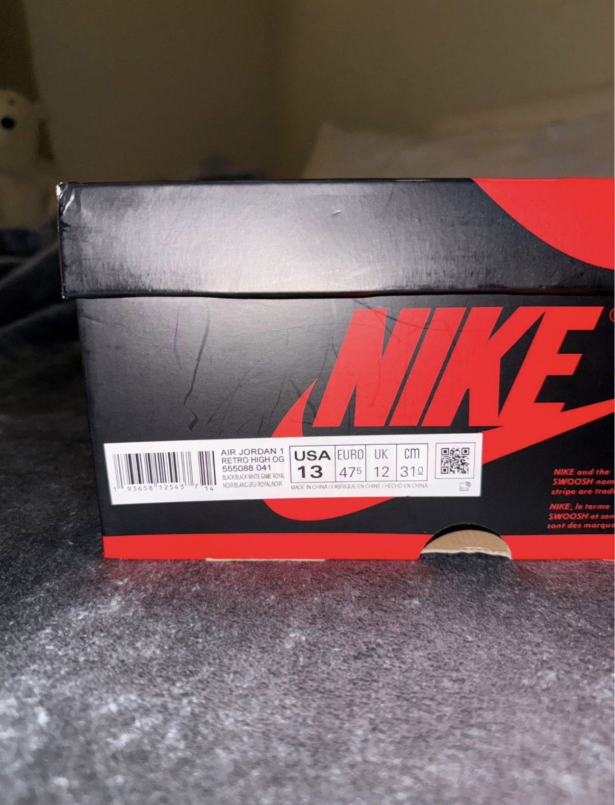 Nike Jordan 1 Retro High Royal Toe Size US 13 / EU 46 - 8 Thumbnail
