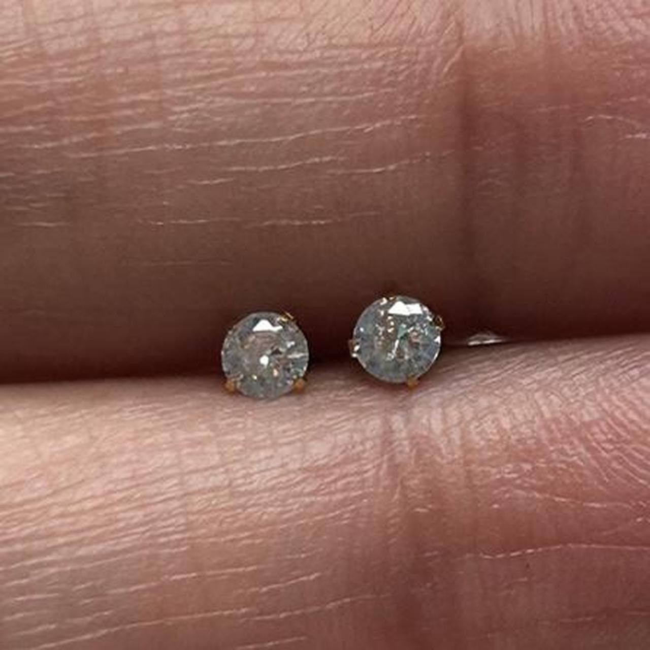 Vintage 18k Gold Round White Crystal Zircon Stud Earrings ERG-R-S Size ONE SIZE - 1 Thumbnail