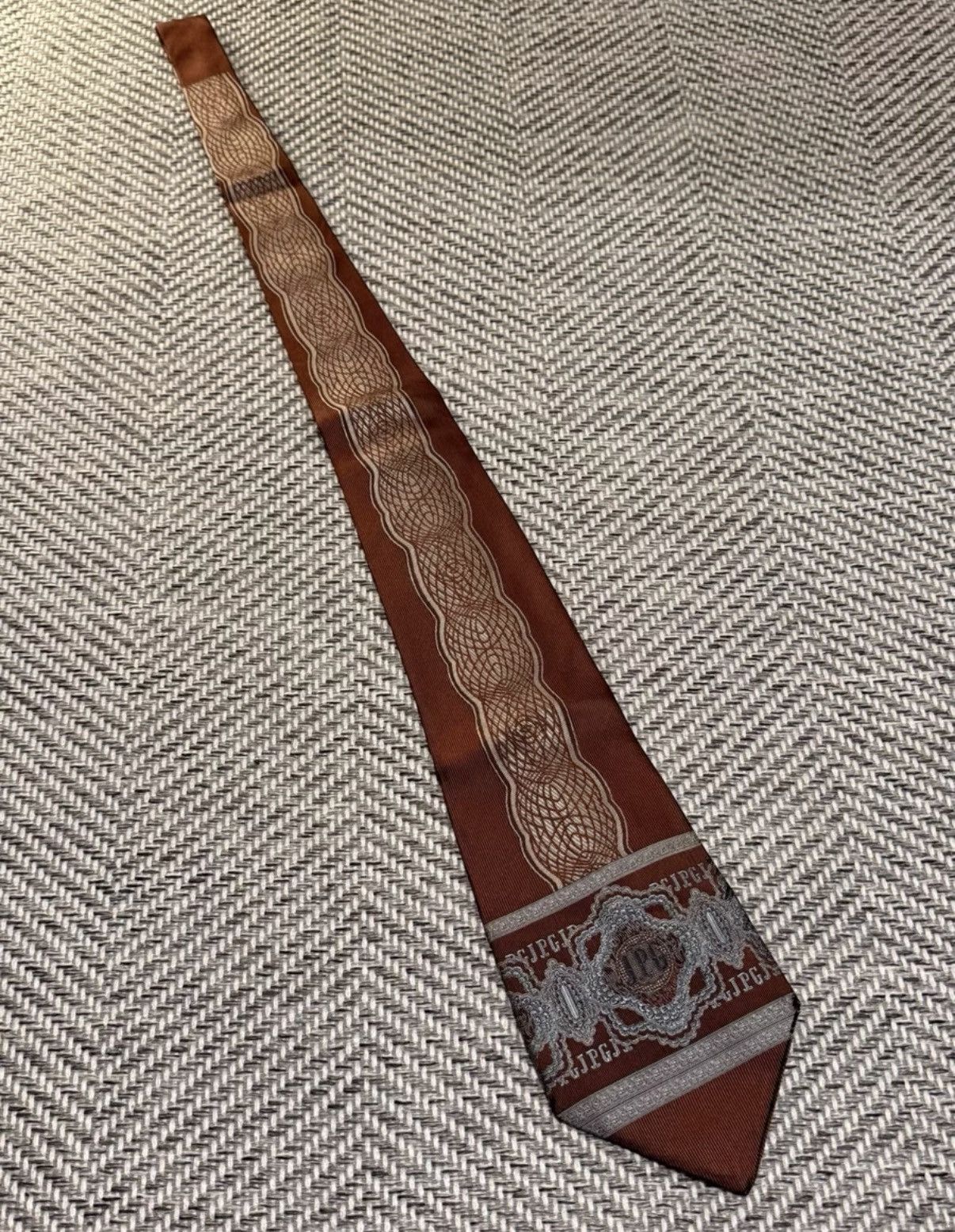 Jean Paul Gaultier Jean Paul Gaultier Geometric Emblem Woven Tie K24 Size ONE SIZE - 3 Thumbnail
