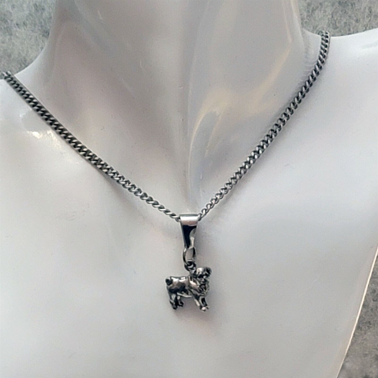 Vintage Esquivel & Fees .925 StSi Hand Cast Pug Charm 24" StSt Chain Size ONE SIZE - 1 Thumbnail