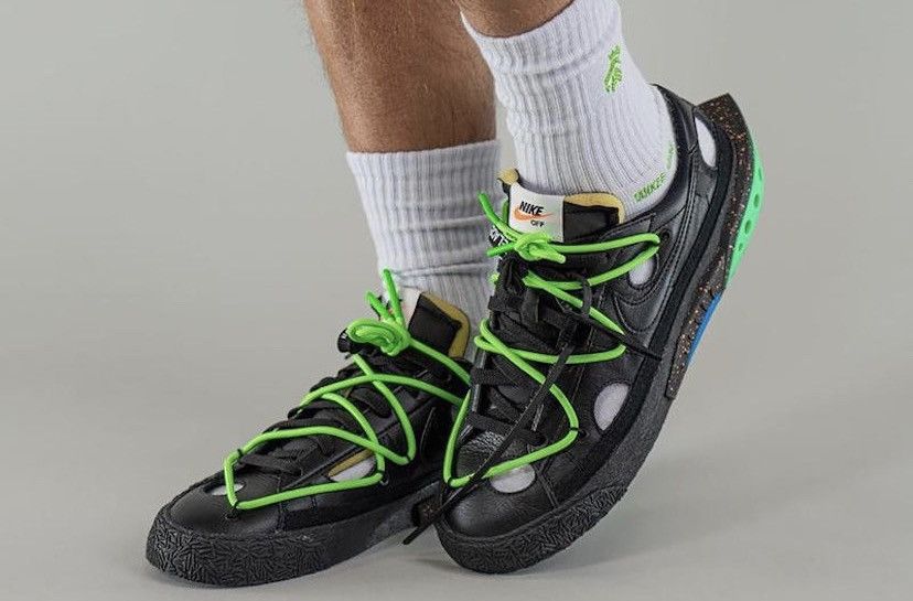 Nike × Off-White Nike Blazer Low Off-White Black Electro Green Size US 8.5 / EU 41-42 - 13 Thumbnail