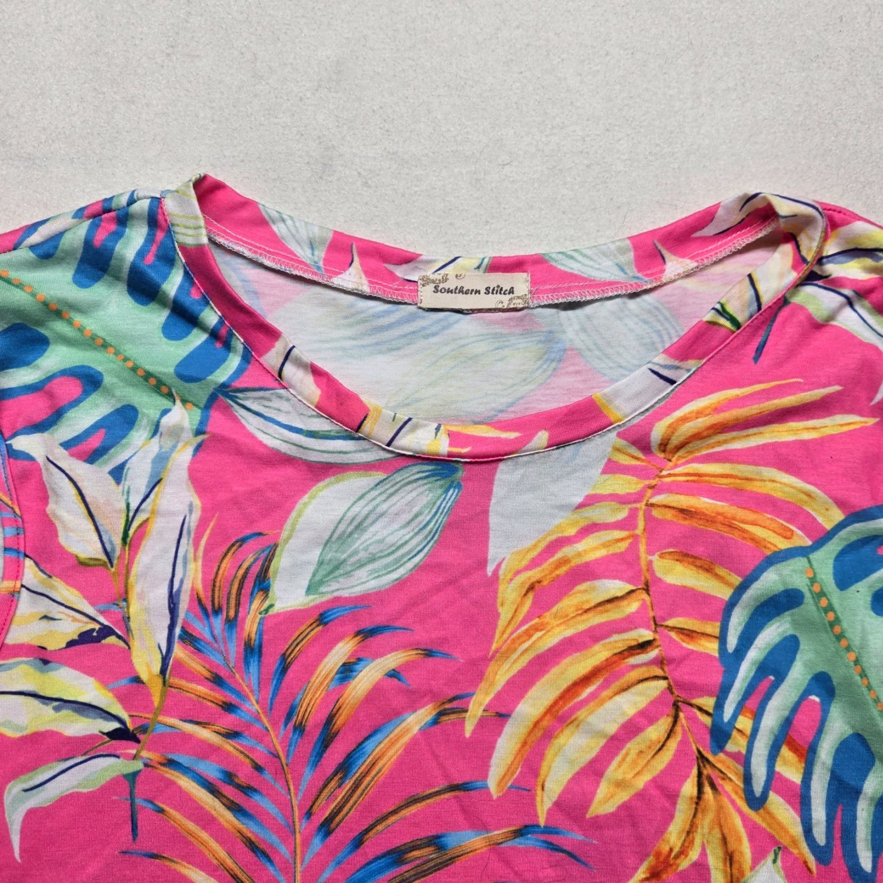 Pinko Southern Stitch Dress Floral Pink Sleeveless Women's XL V-Neck Knit A-Line Casual Dress Size XL / US 12-14 / IT 48-50 - 2 Thumbnail