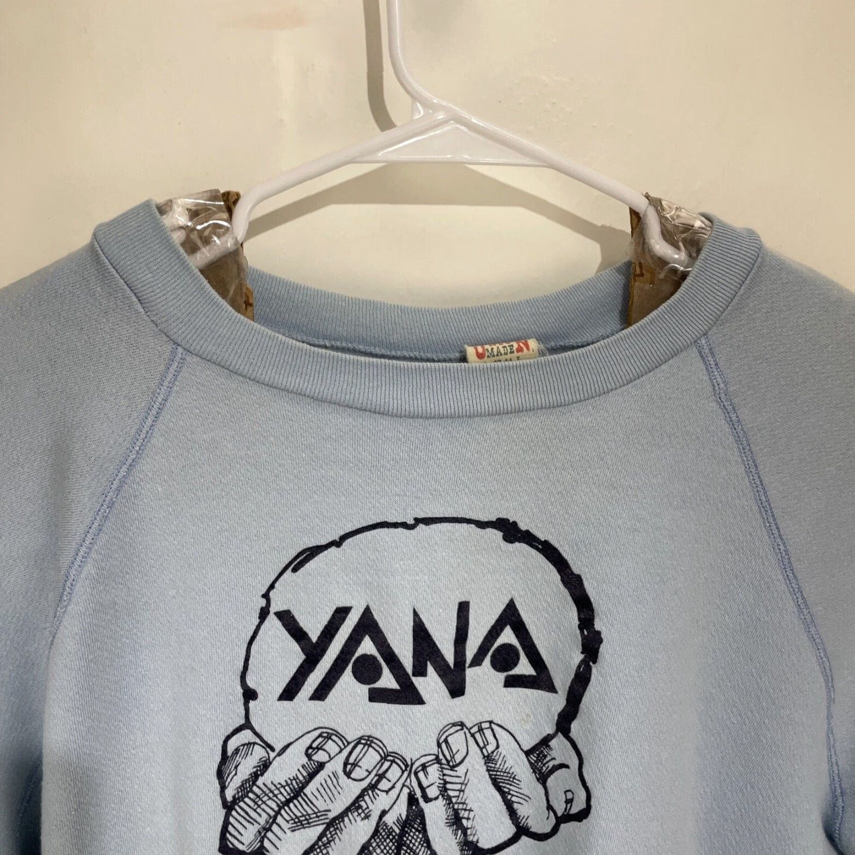 Vintage VINTAGE YANA You Are Not Alone Sweater Blue L Union Made Cotton Blend 1980s Grunge Mens Size US L / EU 52-54 / 3 - 3 Thumbnail
