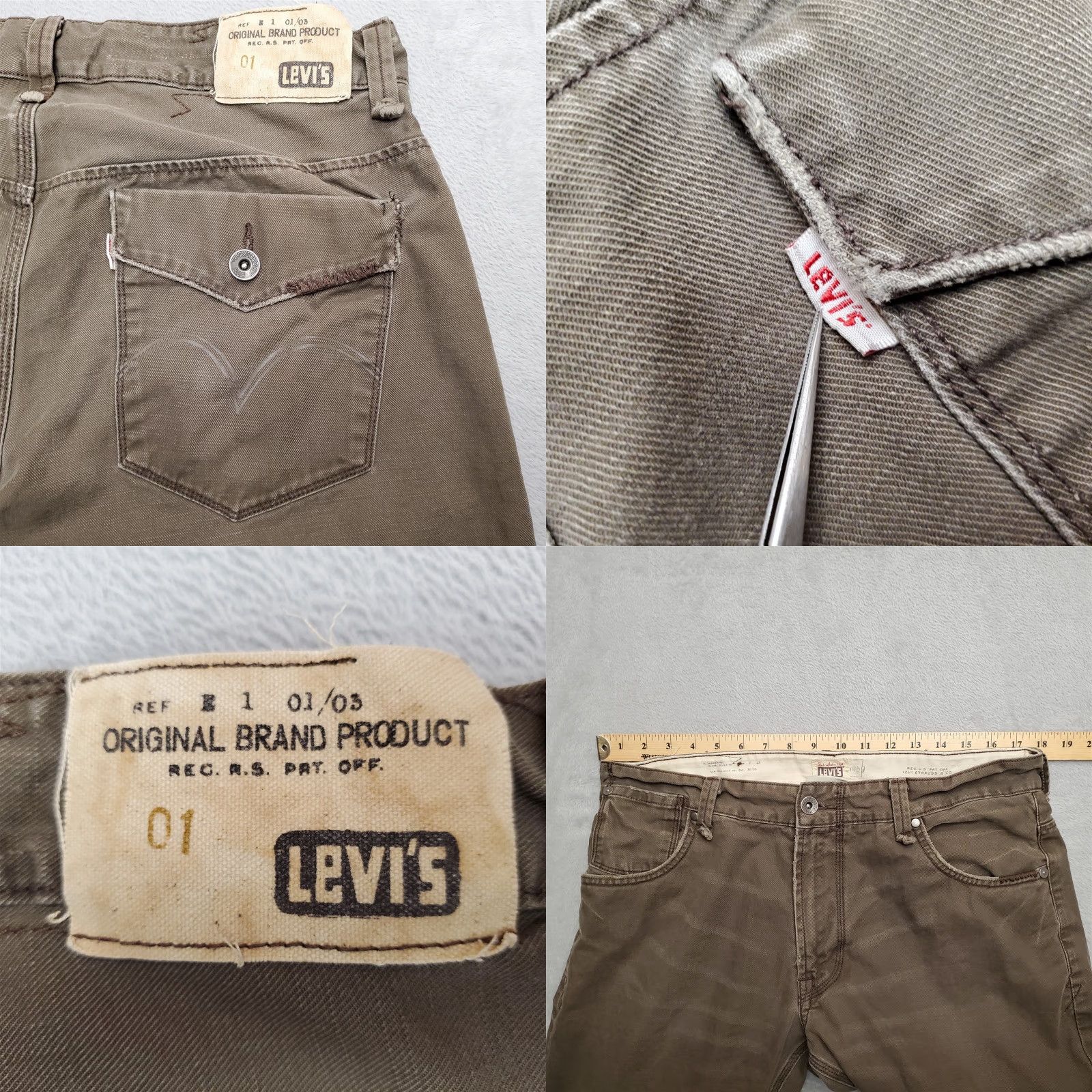 Levi's VINTAGE Levi's Pants Mens 36x30 Twill Slim Brown 5-Pocket Levis Button Pocket 90s Y2K Casual Mens Size US 36 / EU 52 - 8 Thumbnail