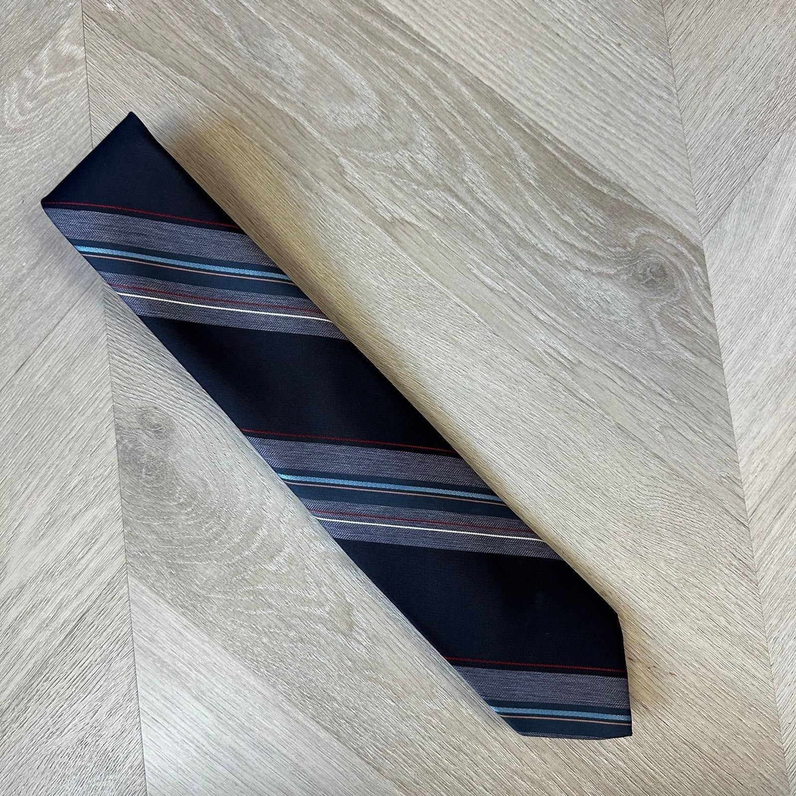Other Vintage BDF Navy Blue Red Diagonal Stripe Tie Size ONE SIZE - 2 Thumbnail
