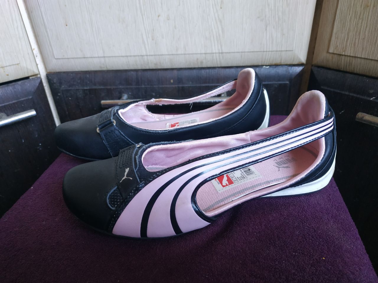 Vintage Puma Espera Patent LeatherBallet Flats Y2K PinkBlack