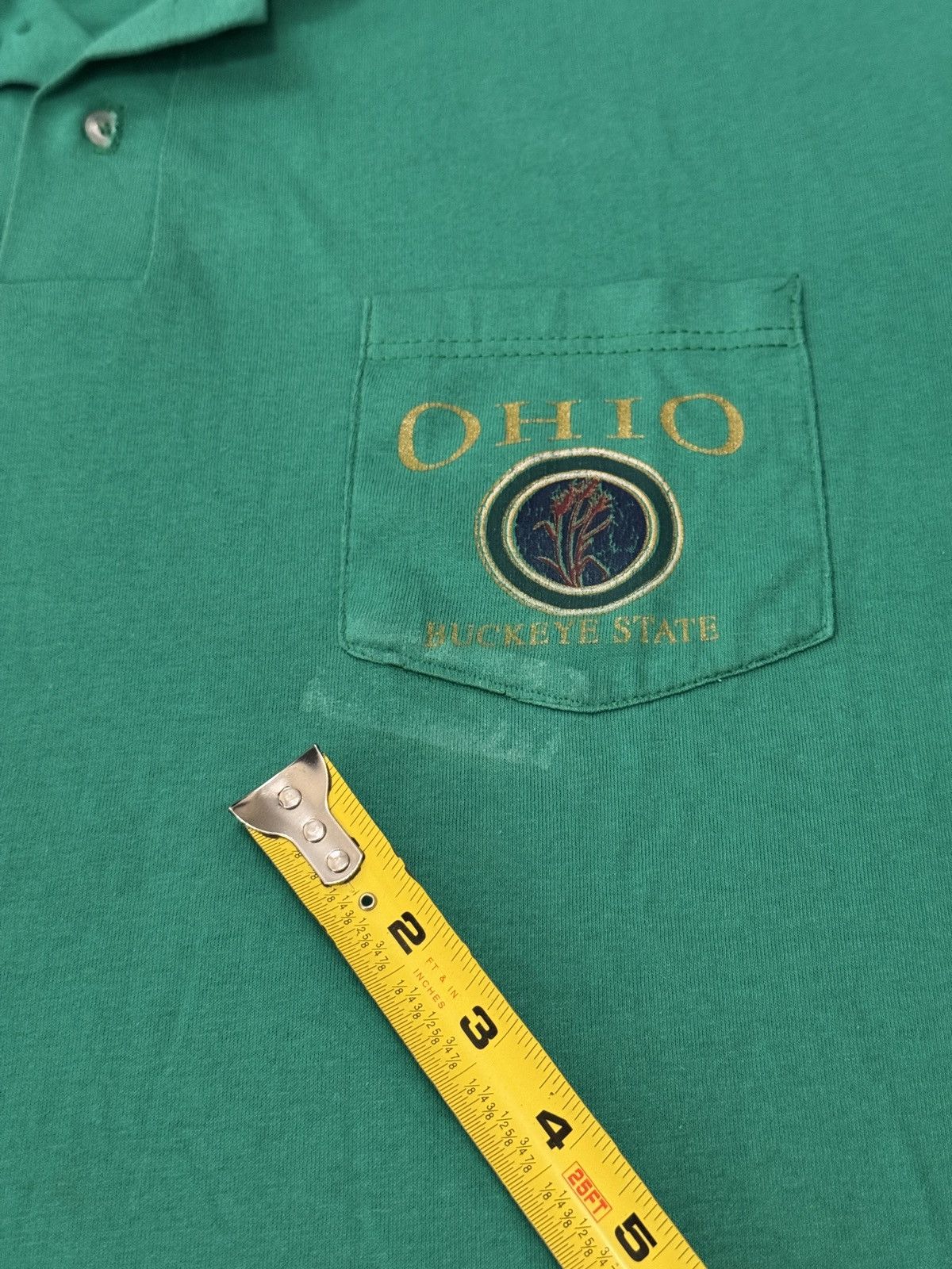 Hanes Vintage Ohio Buckeye State Boxy College Green Polo Shirt Size US L / EU 52-54 / 3 - 7 Thumbnail