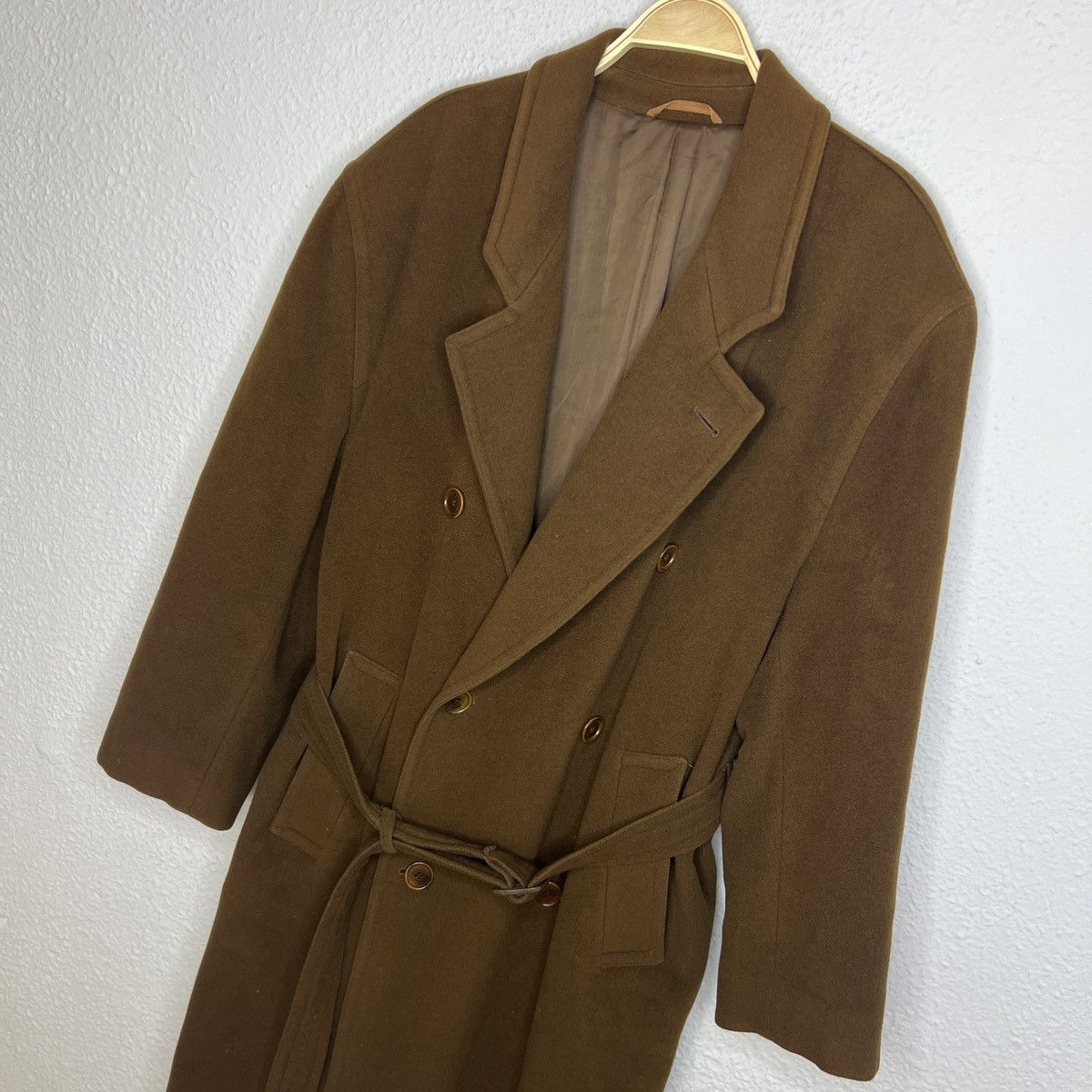 HUGO BOSS hotsell vintage cashmere wool brown tie waist double breasted coat jacket