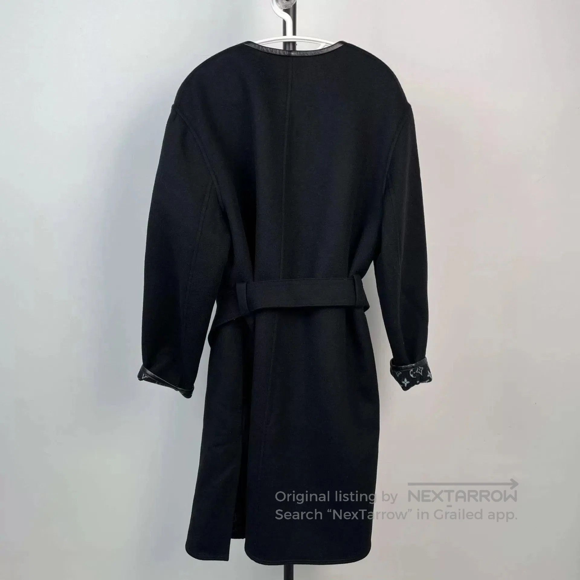 Louis Vuitton Black Long Belted Coat with Patterned Lining. Size US S / EU 44-46 / 1 - 2 Thumbnail