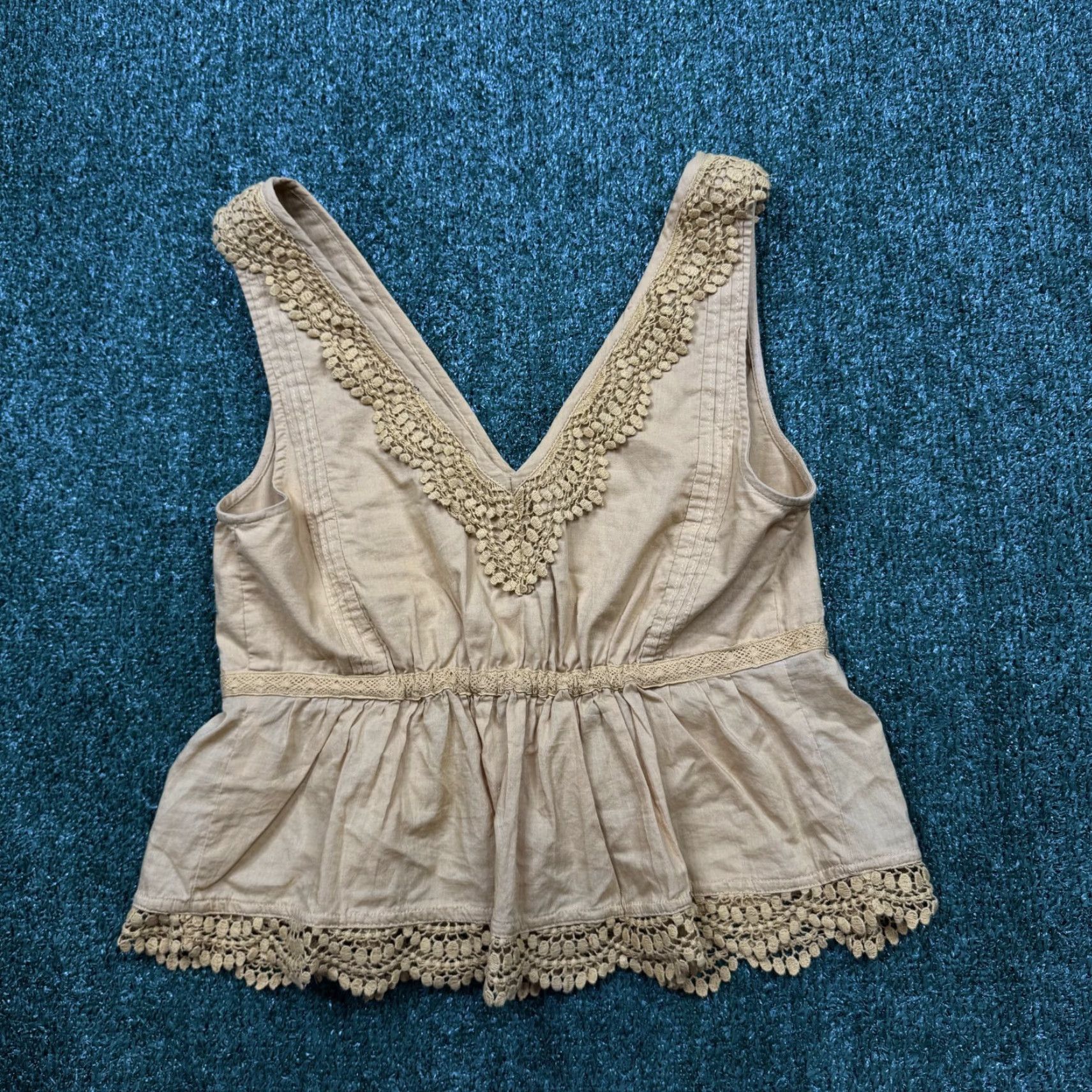 Abercrombie & Fitch VINTAGE Abercrombie & Fitch Blouse Shirt Womens S Yellow Sleeveless Top Knit Crew Neck Cropped Solid Casual Sleeveless 90s Size S / US 4 / IT 40 - 2 Thumbnail