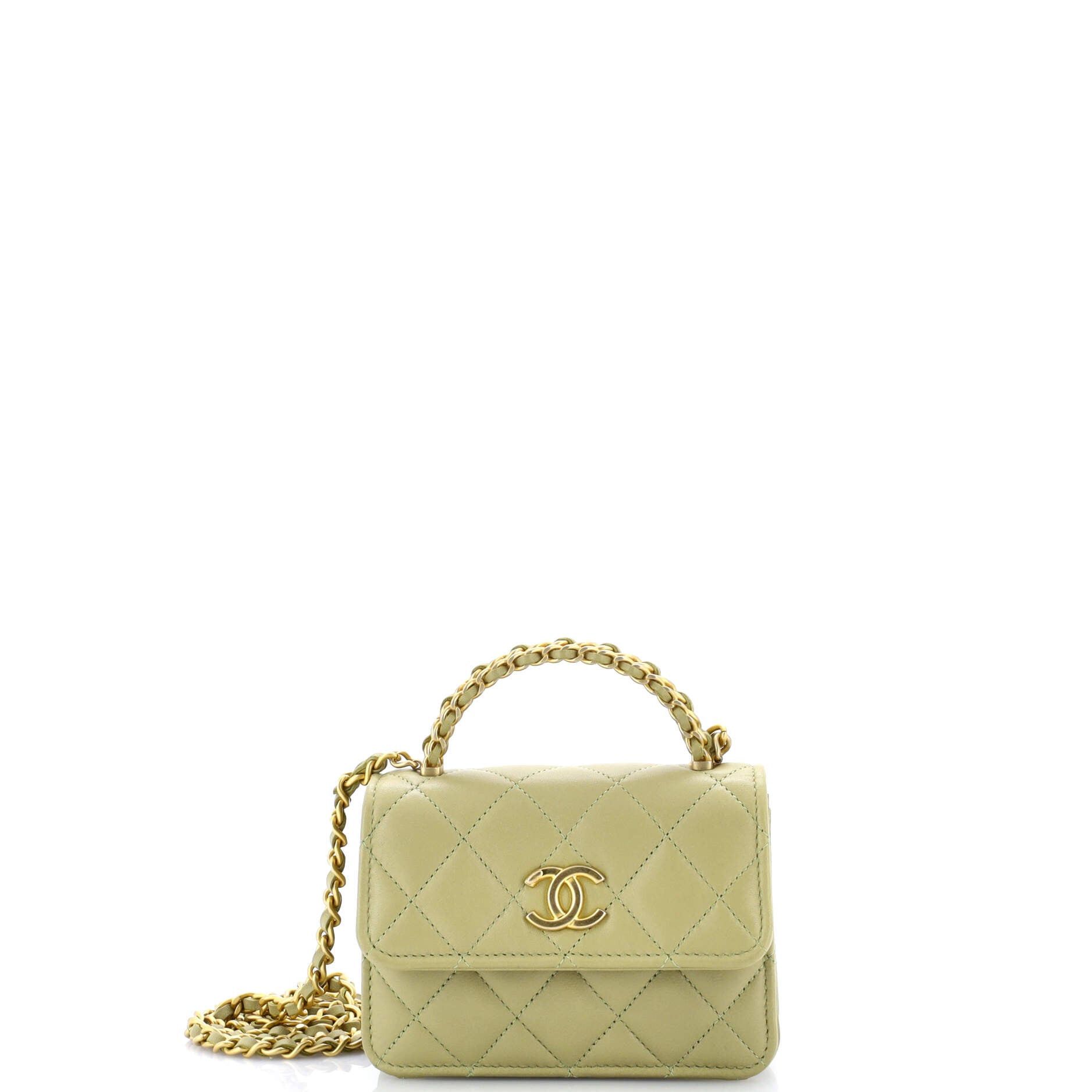 Chanel Woven Top Handle CC Flap Clutch on Chain Size ONE SIZE - 1 Thumbnail