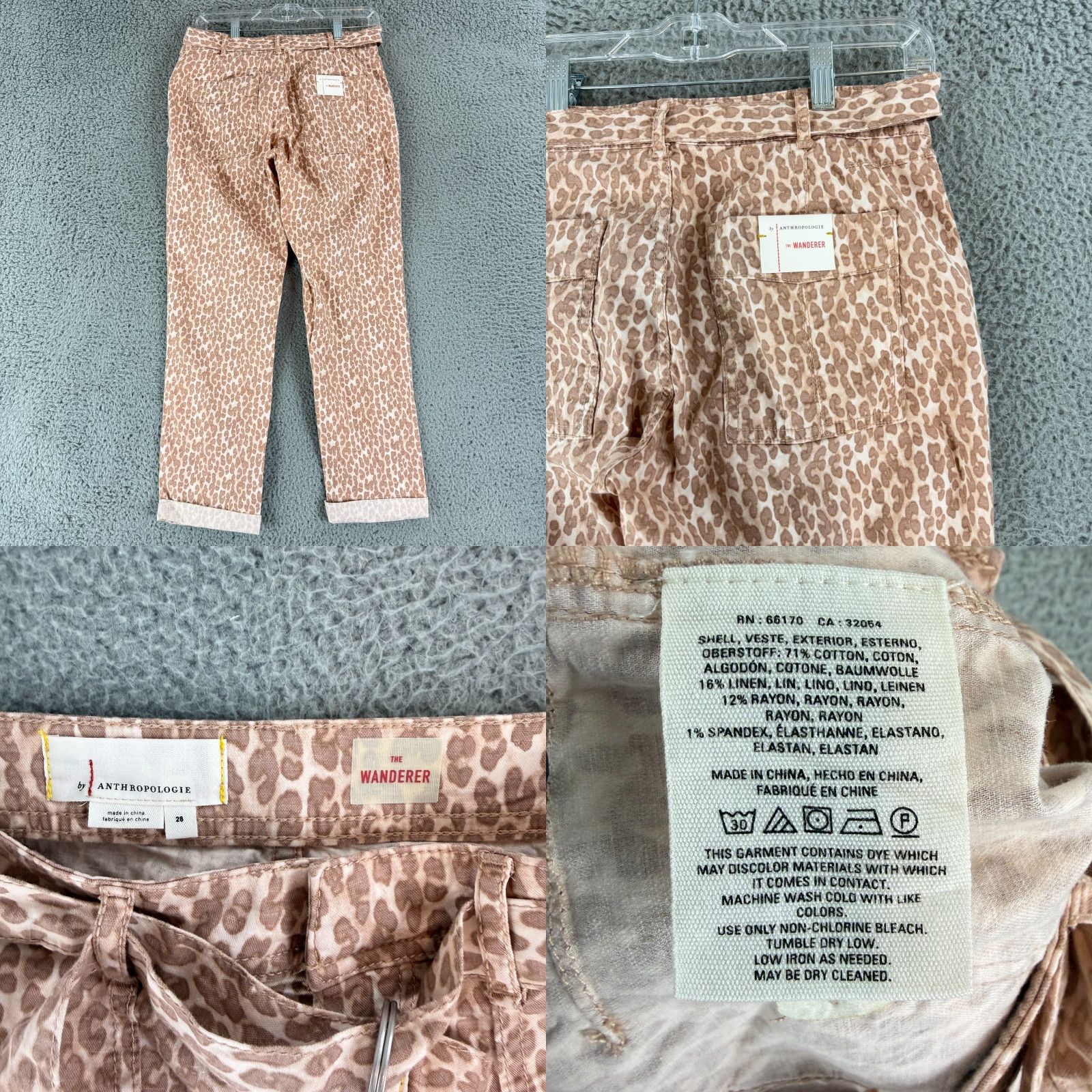 Anthropologie Anthropologie The Wanderer Pant Womens Size 28 Brown Animal Pant Cuffed Straight Size 28" / US 6 / IT 42 - 9 Thumbnail
