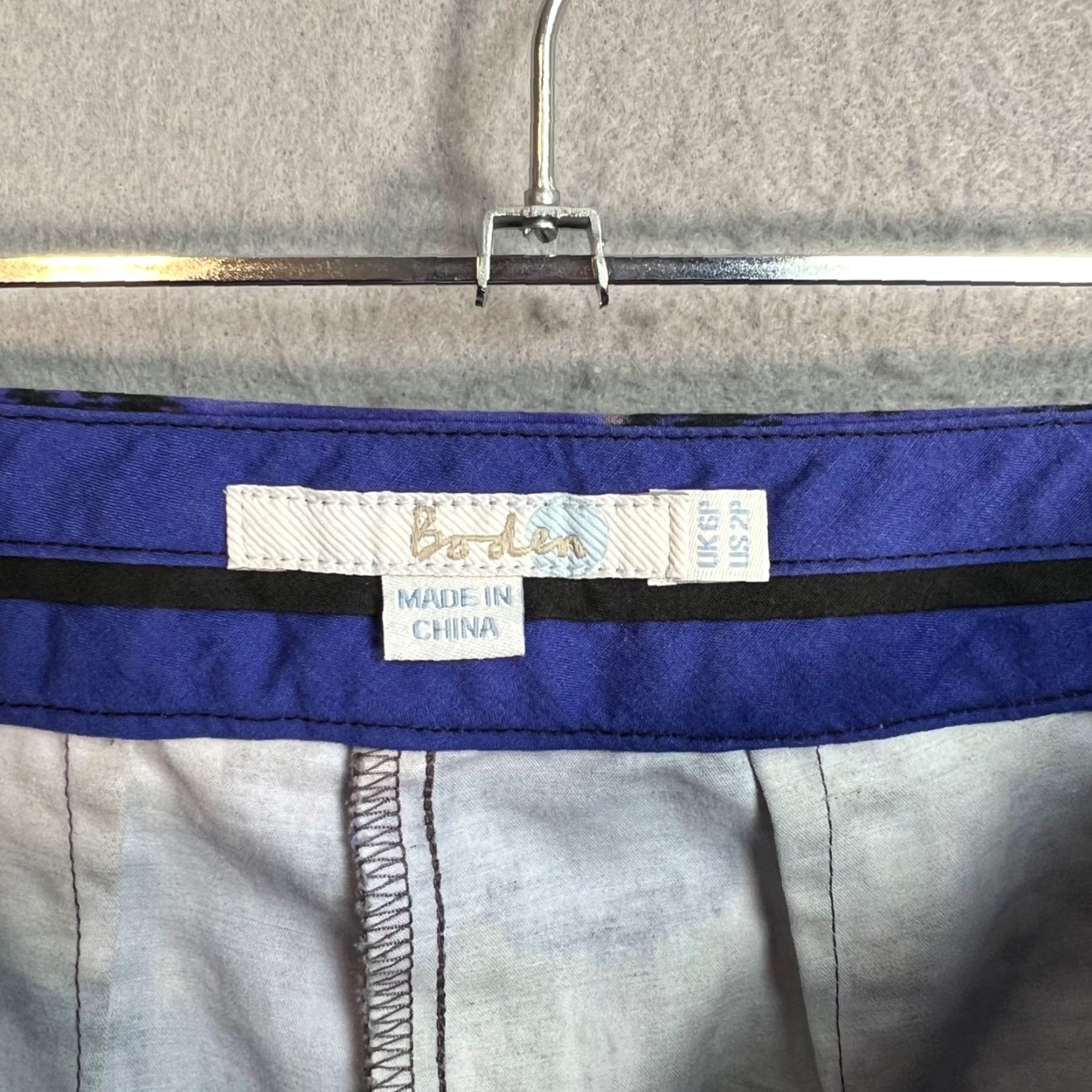 Boden VINTAGE Boden Womens Cropped Trousers Pants Size 12P Petite Blue Cotton Summer Casual Women Size 34" / US 12 / IT 48 - 3 Thumbnail