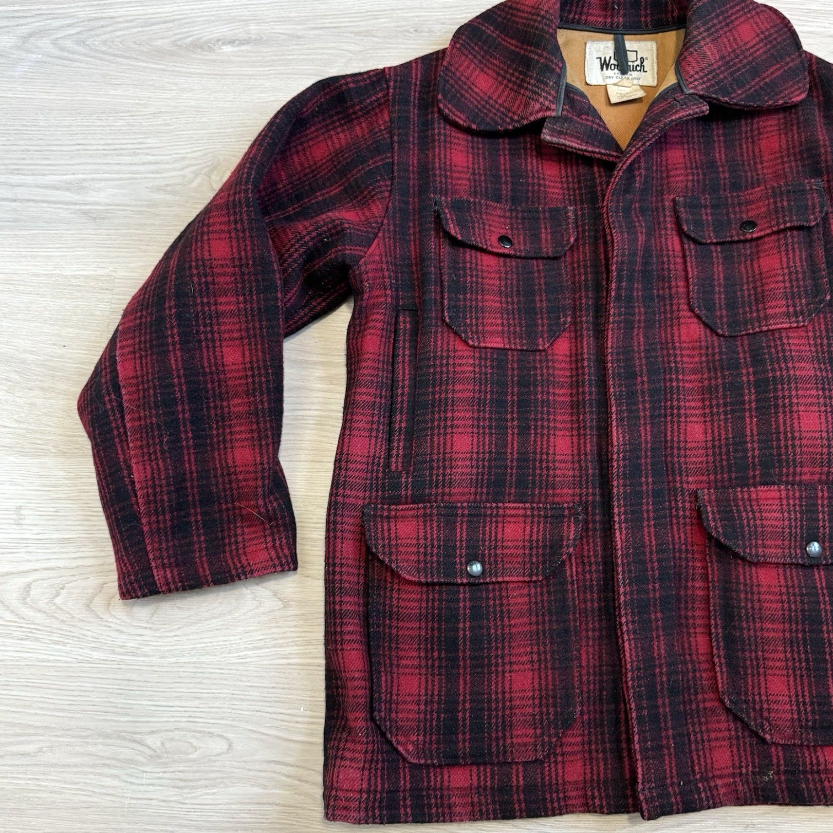 Vintage VINTAGE Woolrich Hunting Coat Jacket - 40 Red Plaid Wool Mackinaw Size US XXS / EU 40 - 2 Thumbnail