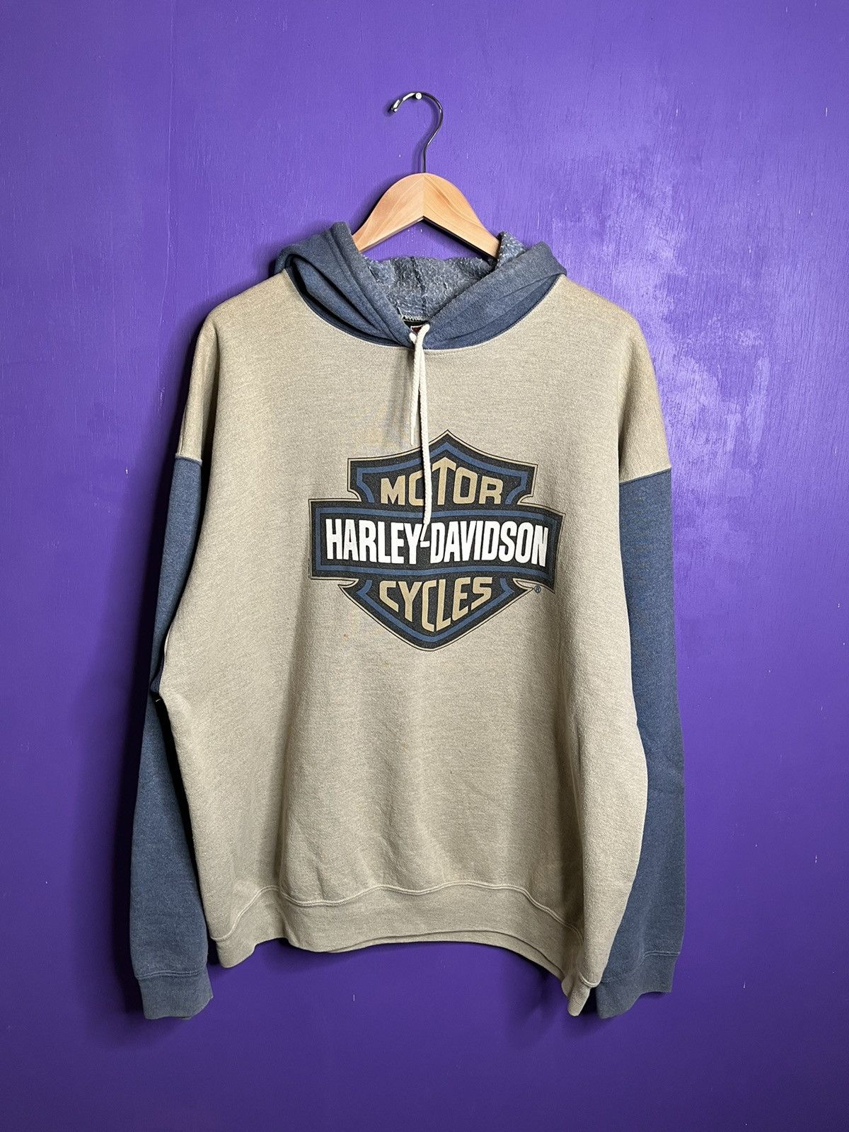 Vintage 90s Harley Davidson logo two tone hoodie