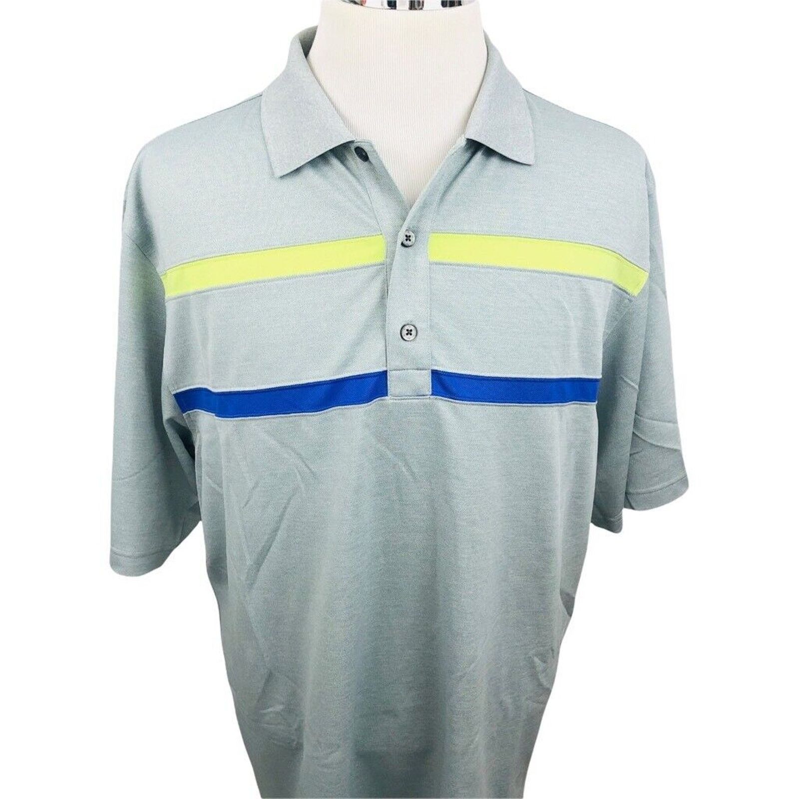 Other Foot Joy Golf Polo Shirt Gray Blue Striped Short Sleeve XL Size US XL / EU 56 / 4 - 1 Thumbnail