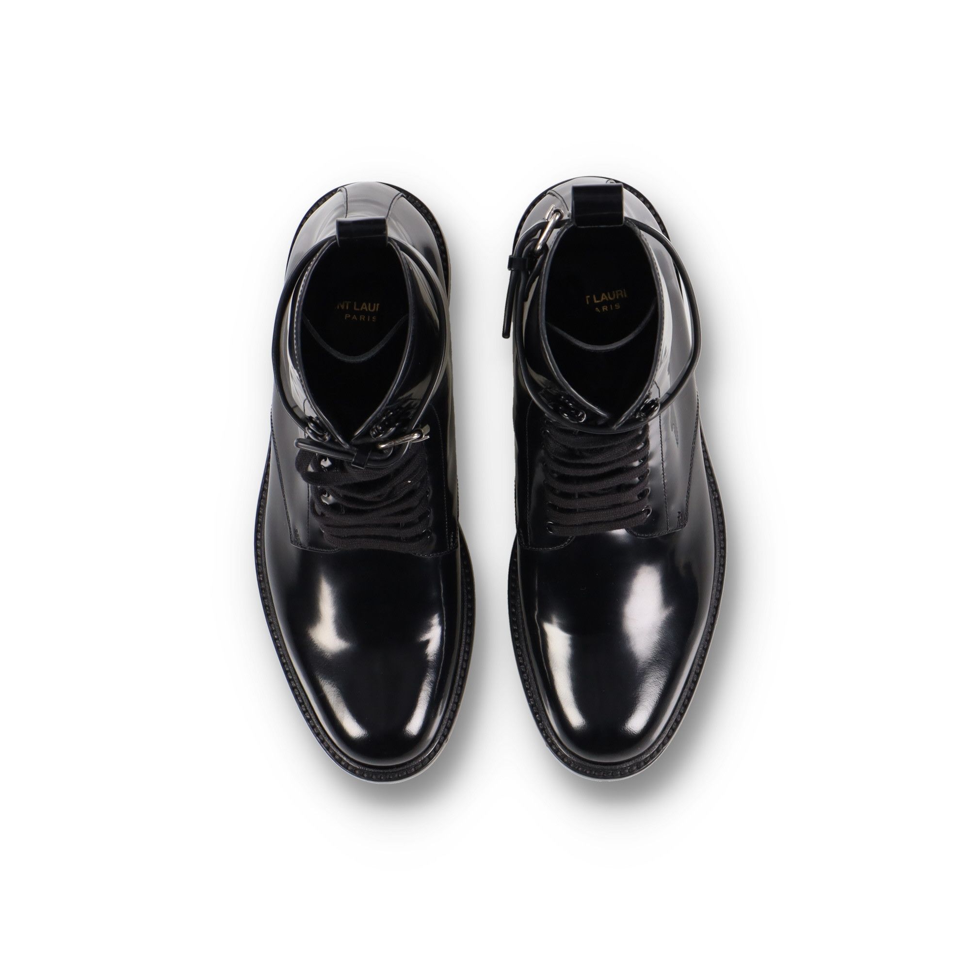 Saint Laurent Paris Black Army 20 Glazed Leather Boots Size US 7 / EU 40 - 2 Thumbnail