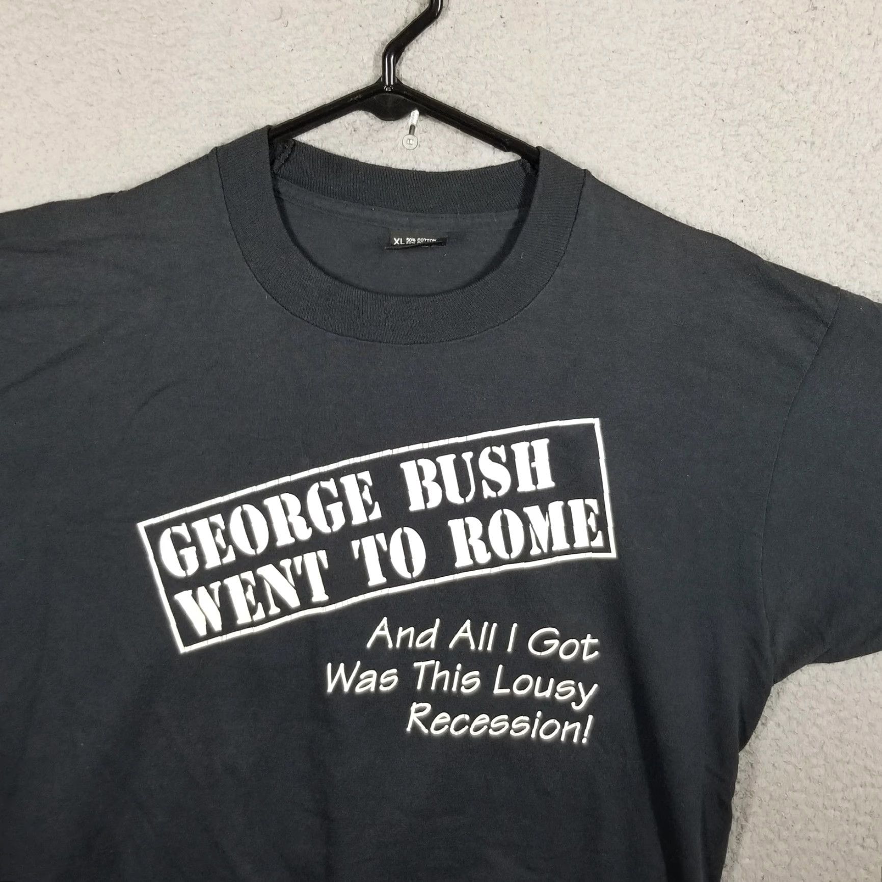 Vintage VINTAGE George Bush Went To Rome Shirt Mens XL Black Screen Stars Best 1990-1991 Size US XL / EU 56 / 4 - 2 Thumbnail