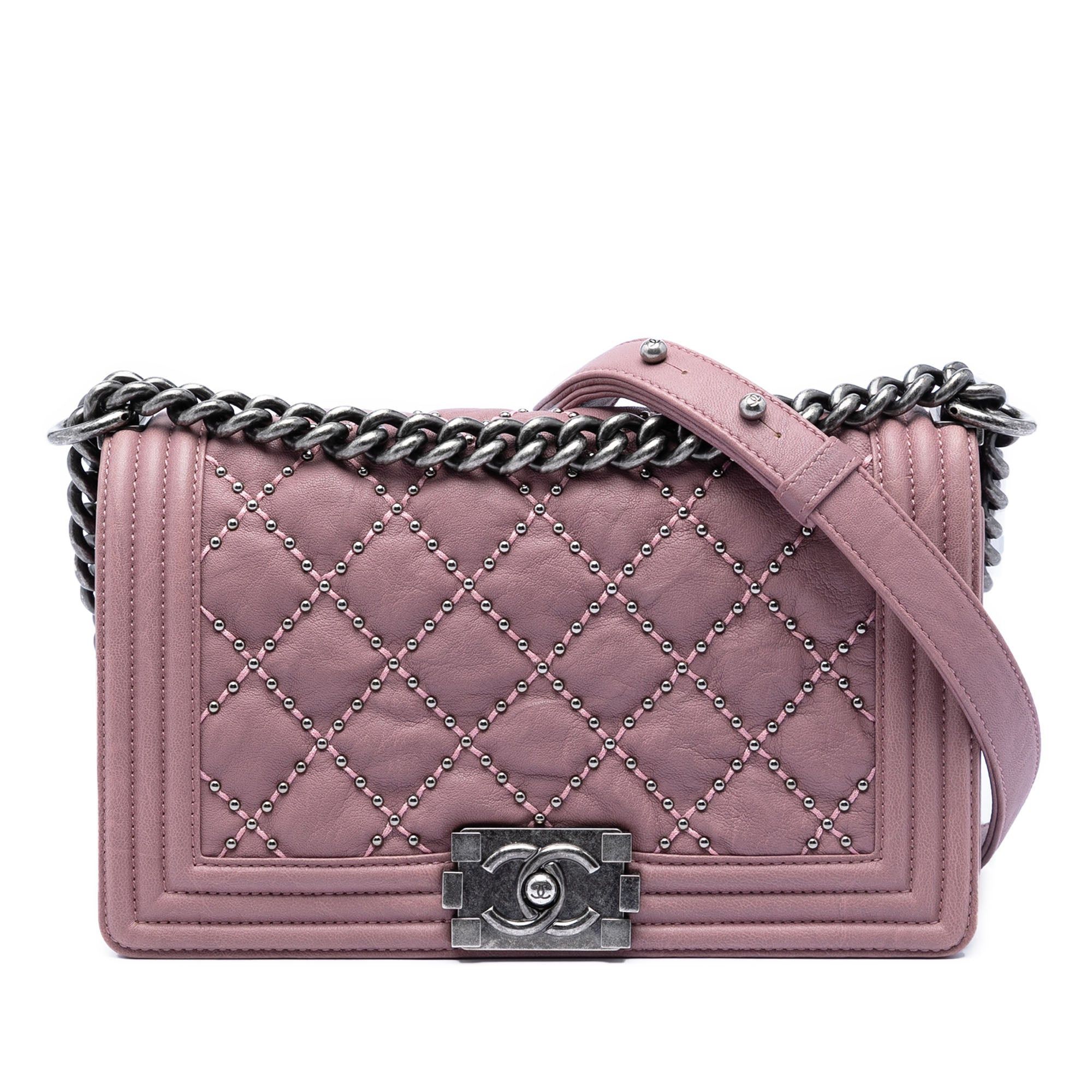 Chanel Old Medium Quilted Crumpled Calfskin Studded Boy Flap Size ONE SIZE - 1 Thumbnail