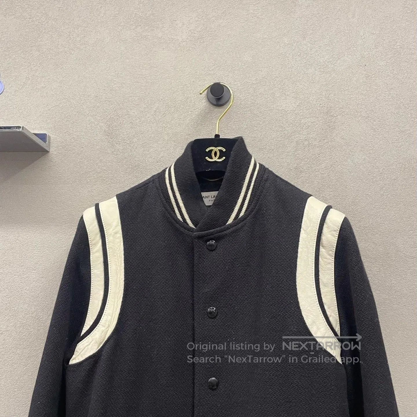Yves Saint Laurent YSL Black Striped Baseball Jacket. Size US XXS / EU 40 - 4 Thumbnail